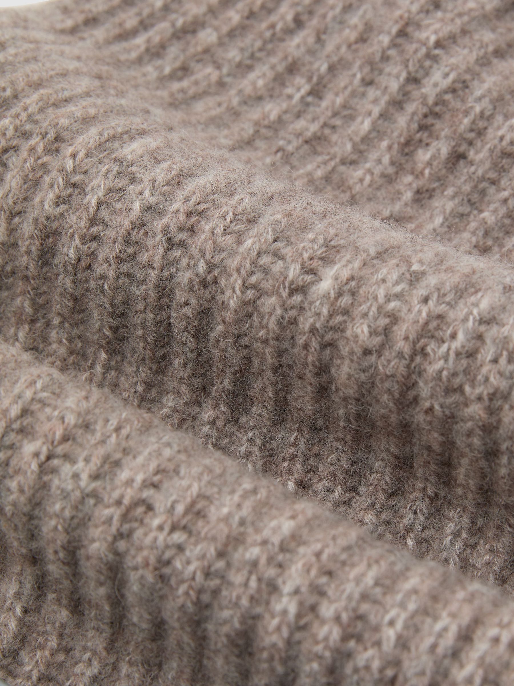 Wool-Blend Rib-Knit Scarf in Taupe Brown Melange - Bild 3 av 4