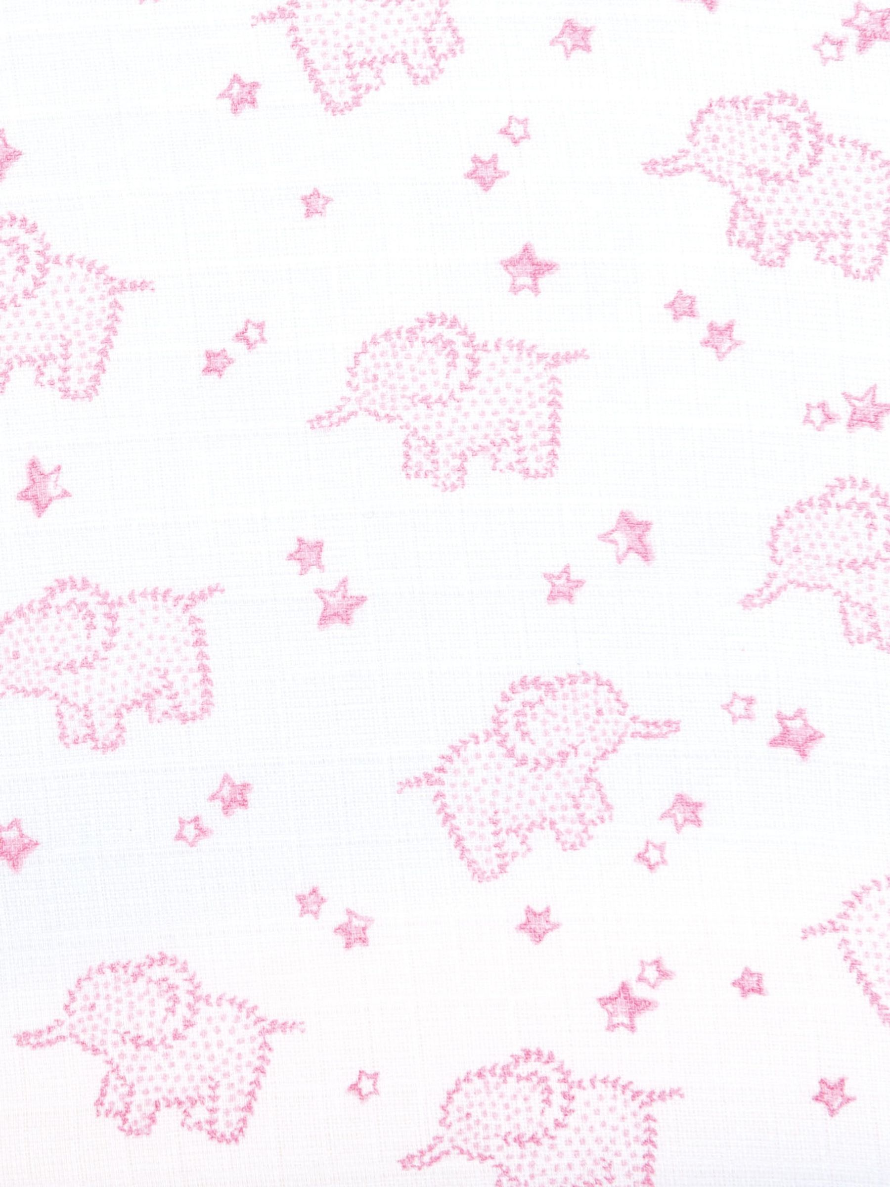 Pink Extra Large Elephant Print Muslin - Image 2 of 2