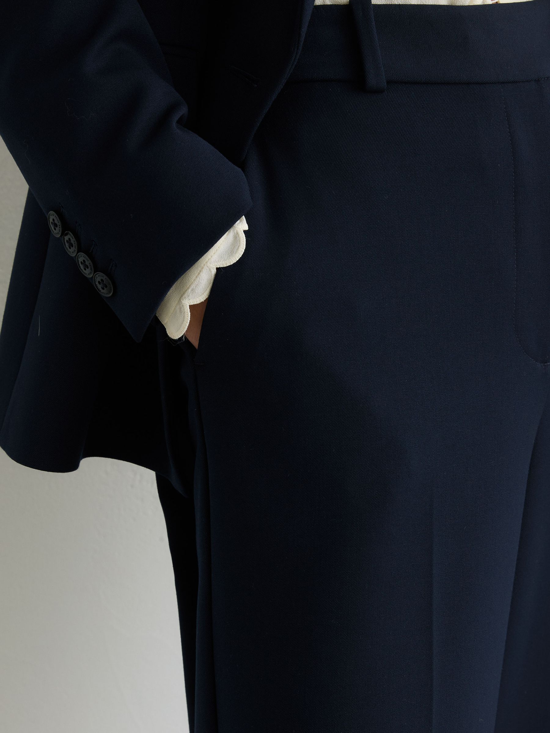 Tall Wide-Leg Suit Trousers in Navy - Image 4 of 8