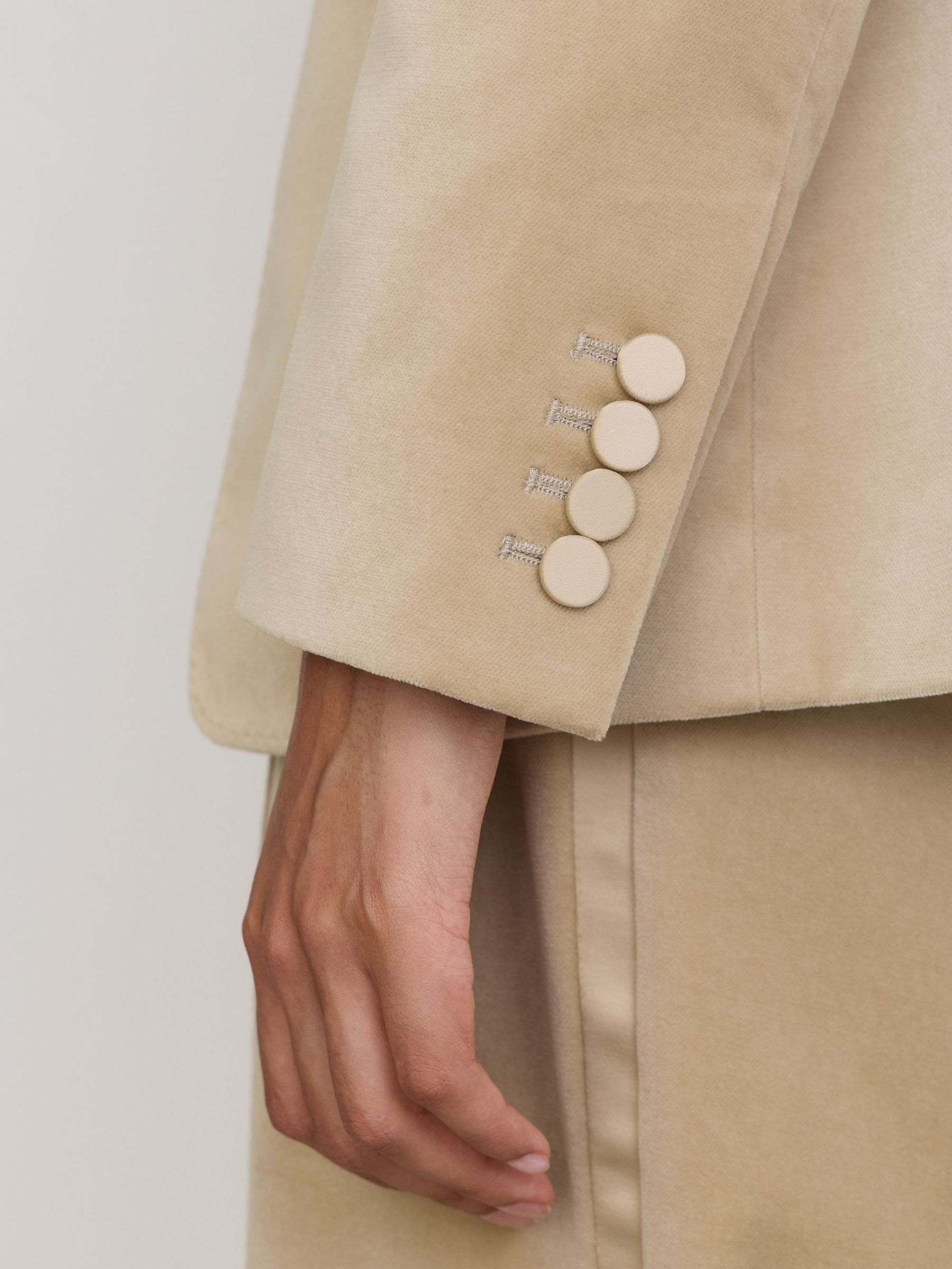 Velvet Single-Breasted Suit Blazer in Blonde Neutral - Image 5 of 8