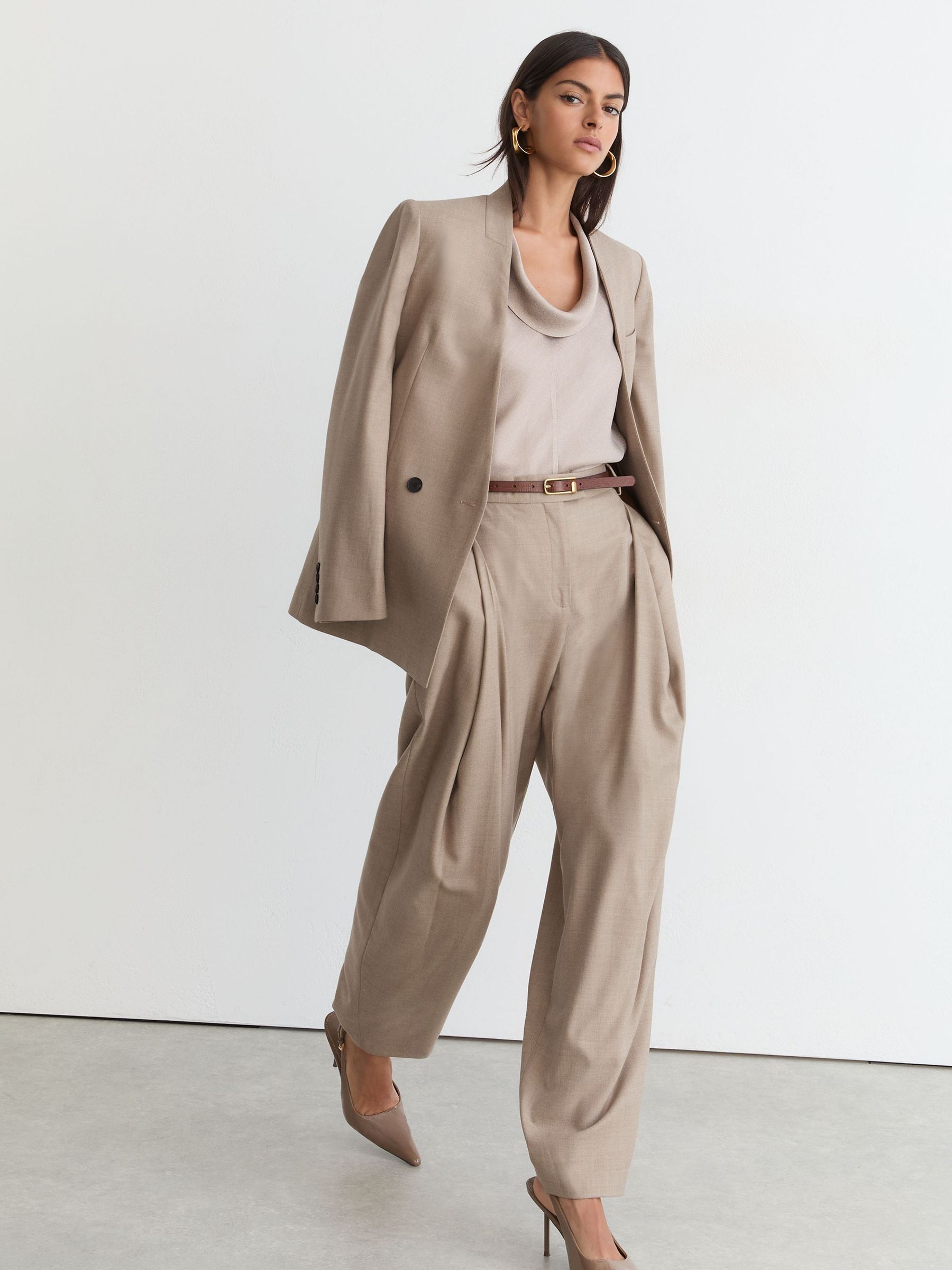Pantalon de costume en laine mélangée Coupe ballon, Neutre - Image 4 de 7