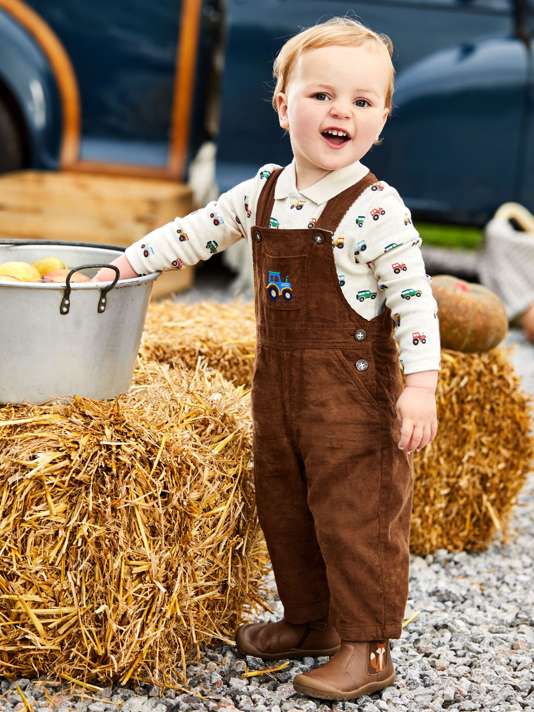 Natural Oatmeal Tractor Print Polo Shirt Body - Image 1 of 4
