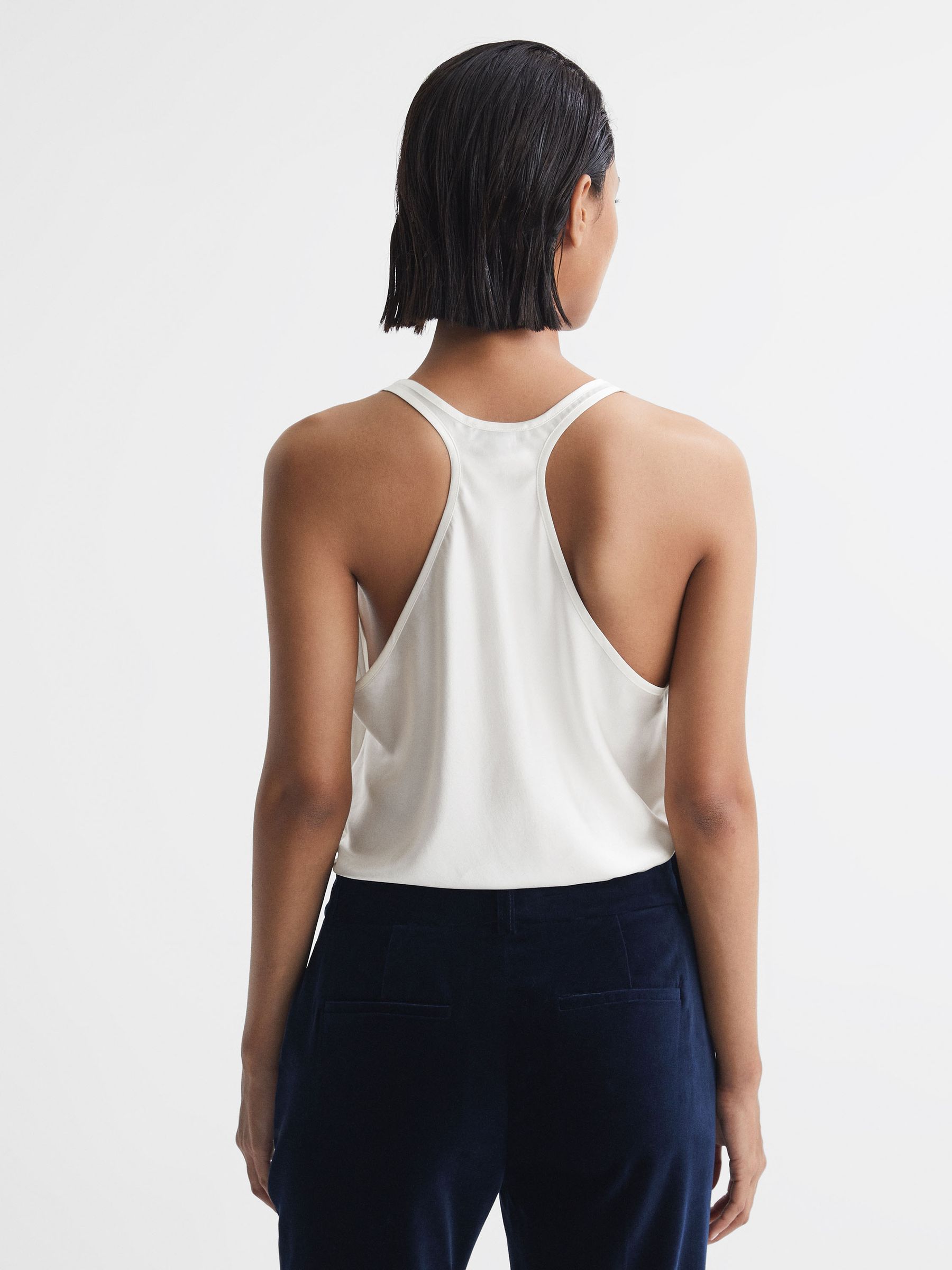 Silk Racerback Vest in Ivory - Image 4 of 4