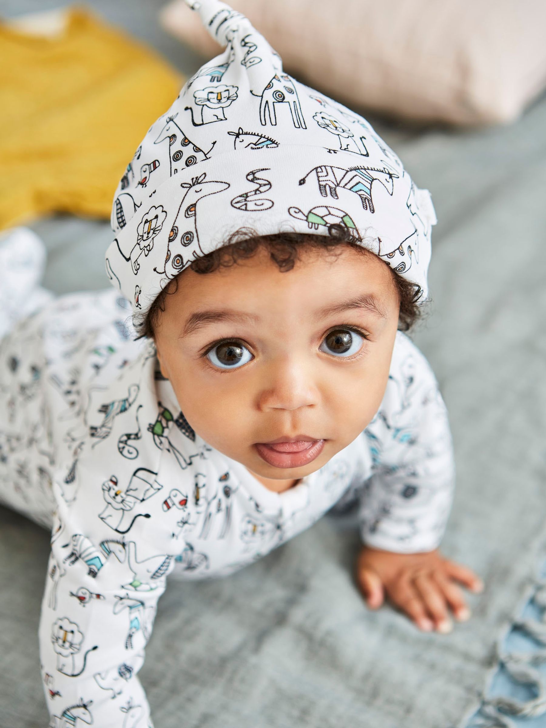White Safari Print Zip Sleepsuit - Image 1 of 3