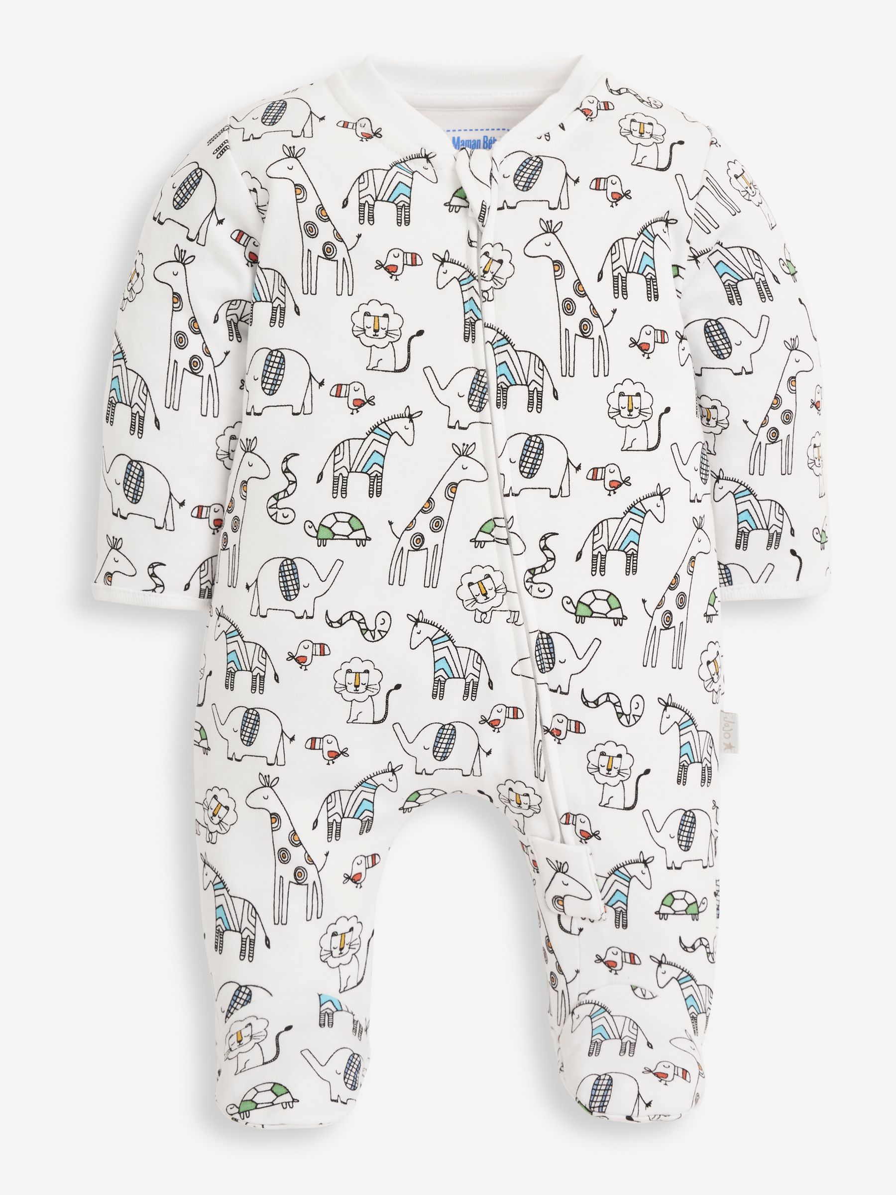 White Safari Print Zip Sleepsuit - Image 2 of 3