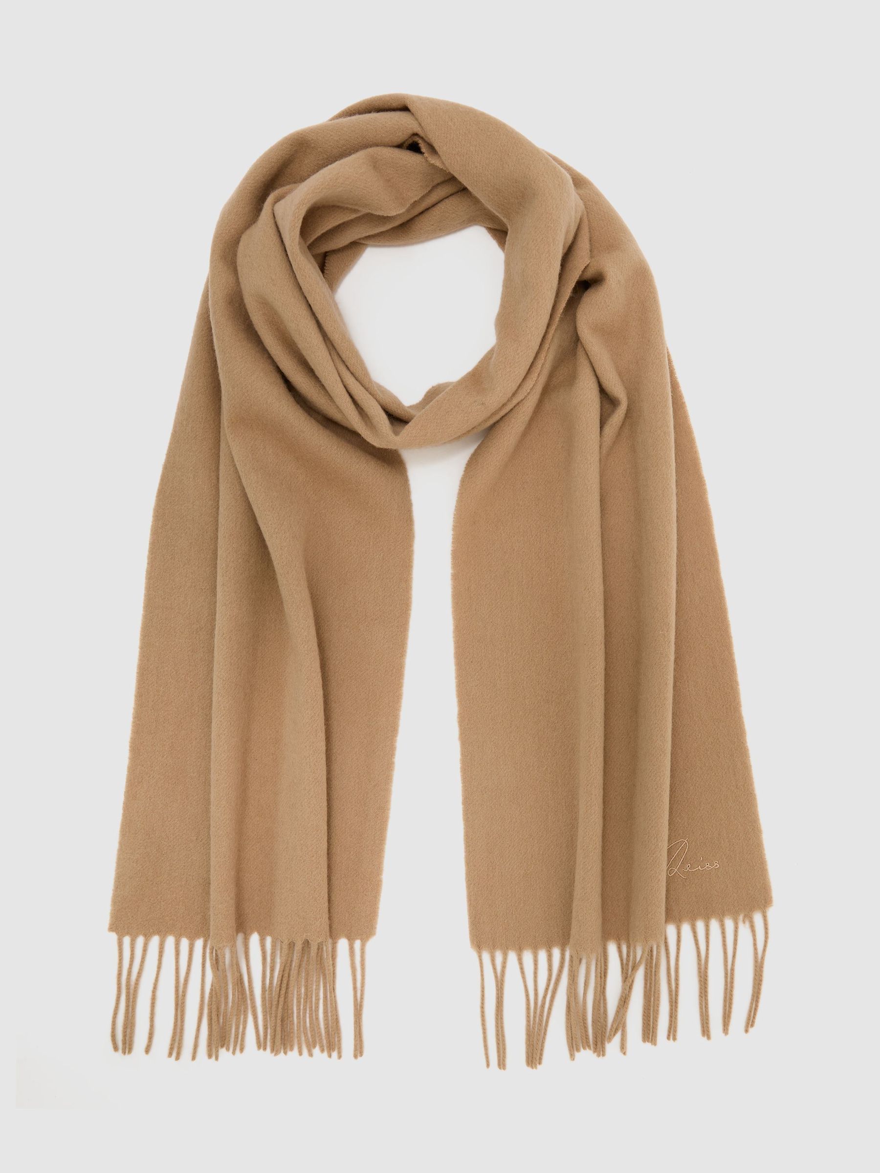 Wool and Cashmere Scarf in Camel - Image 3 of 6
