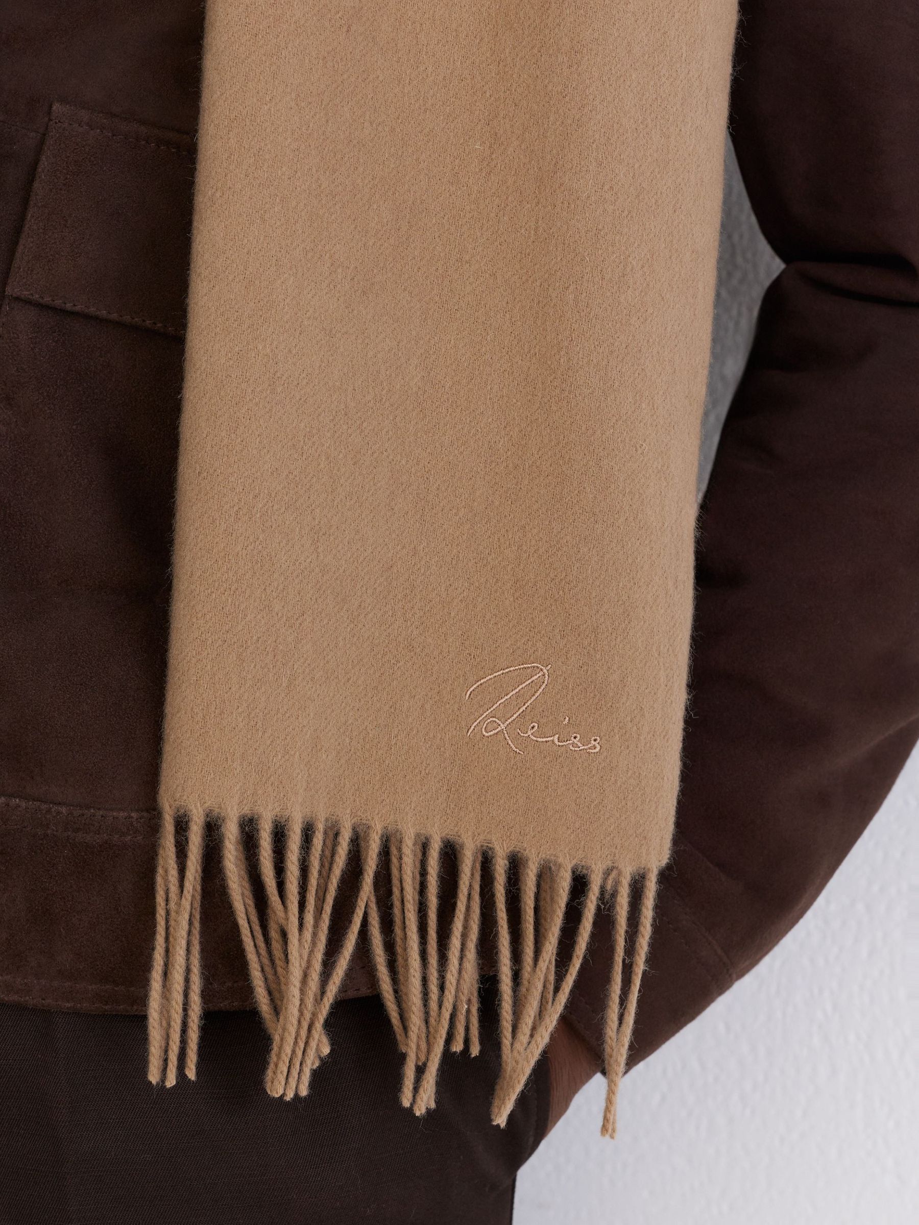 Wool and Cashmere Scarf in Camel - Image 4 of 6
