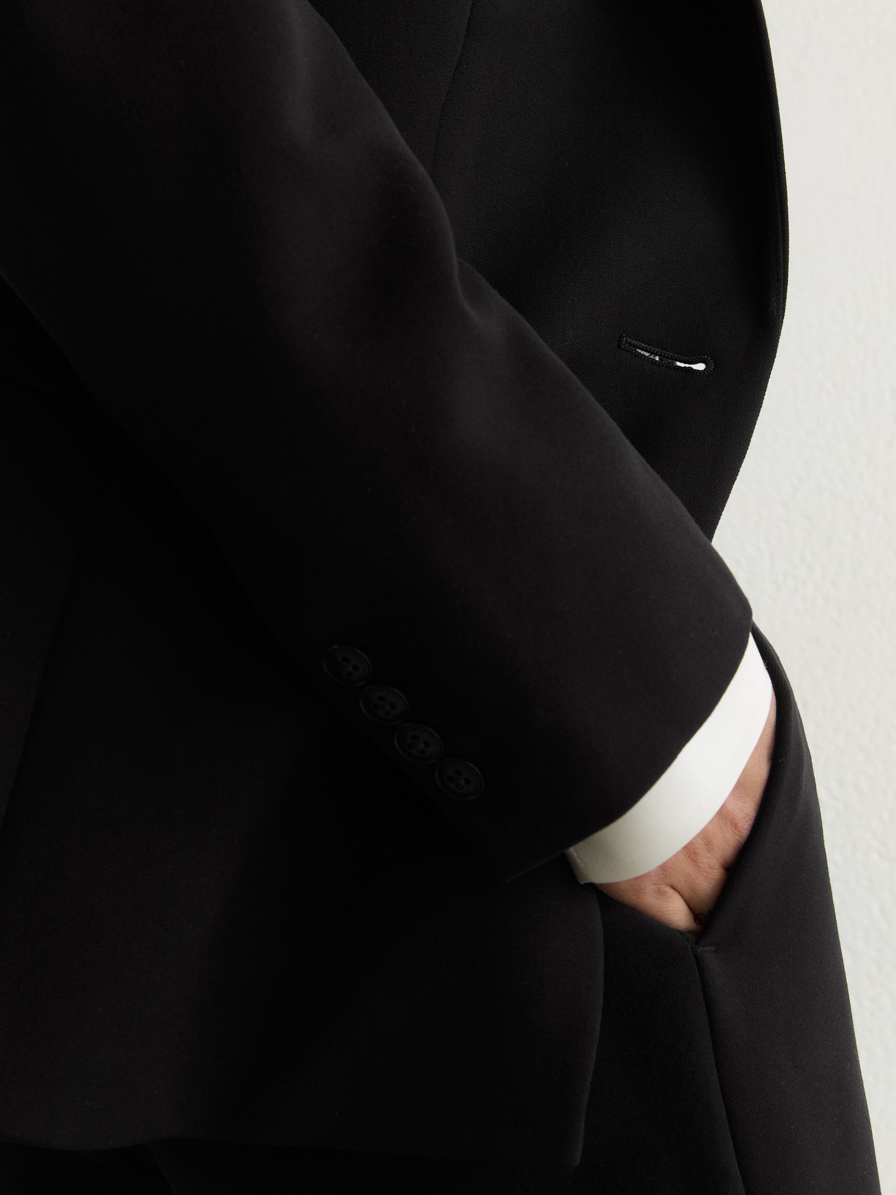 Tall Tailored Single Breasted Suit Blazer in Black - Image 4 of 7