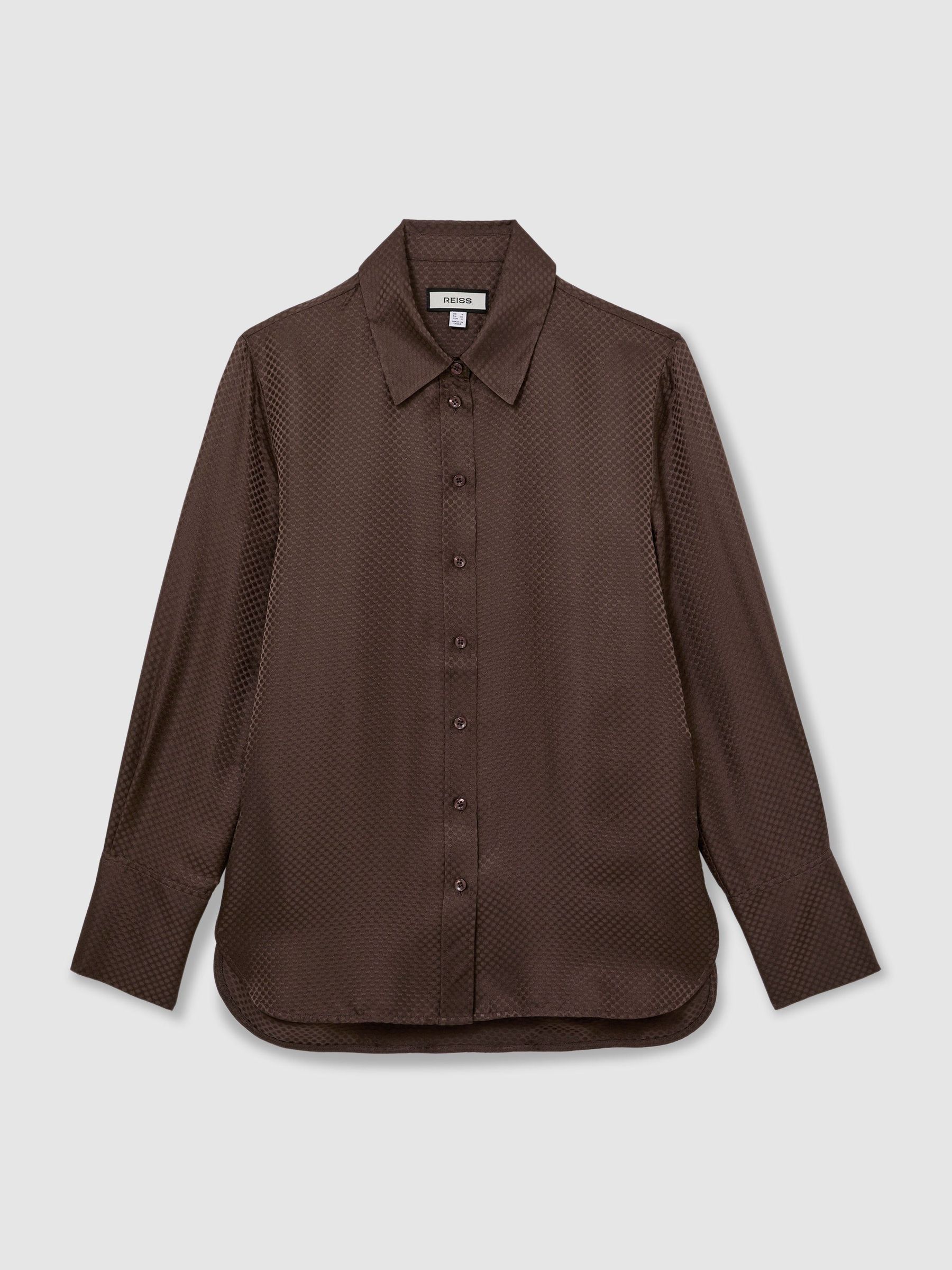 Silk Jacquard Long-Sleeve Shirt in Mocha Brown - Image 2 of 8