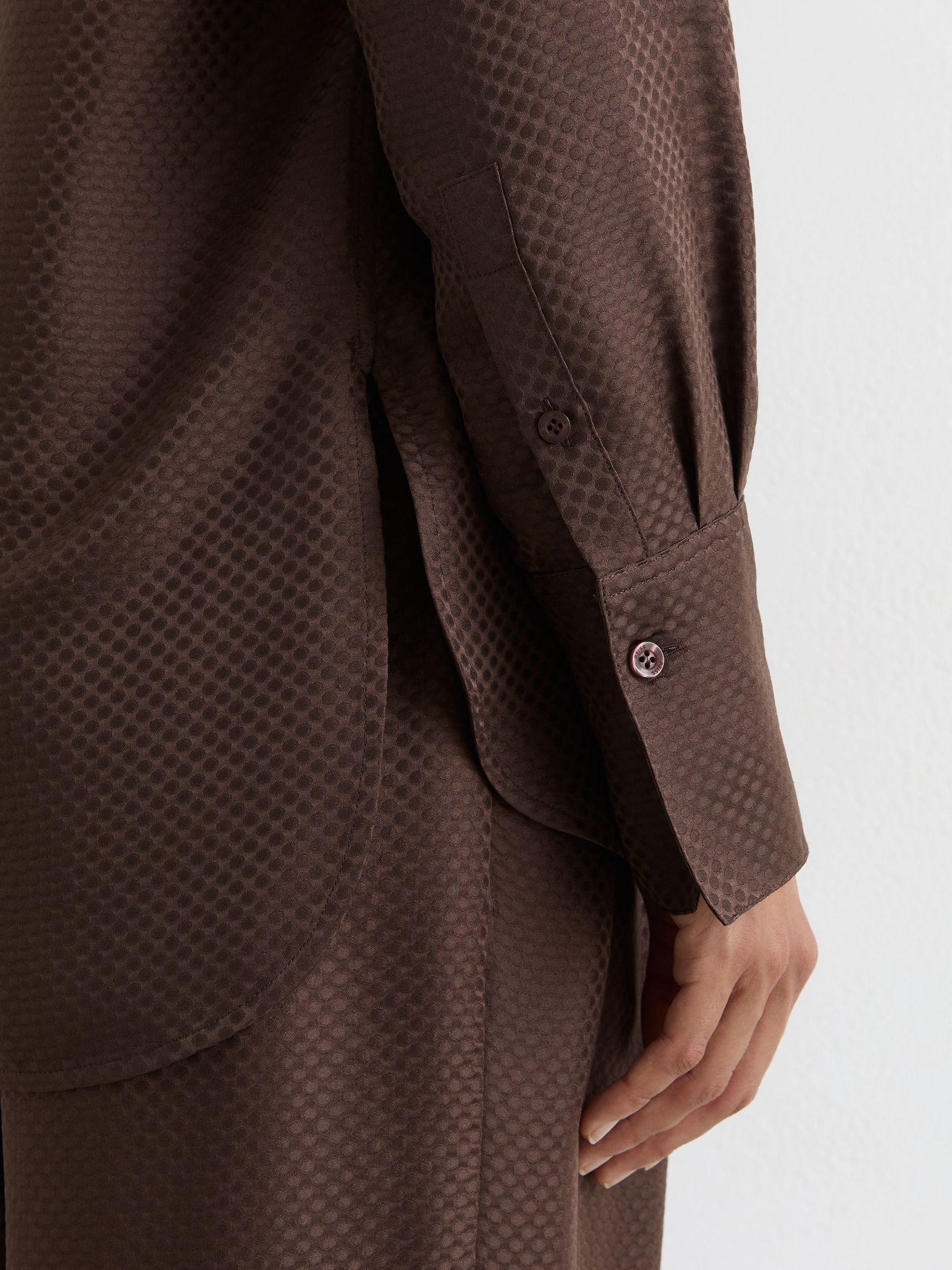 Silk Jacquard Long-Sleeve Shirt in Mocha Brown - Image 5 of 8