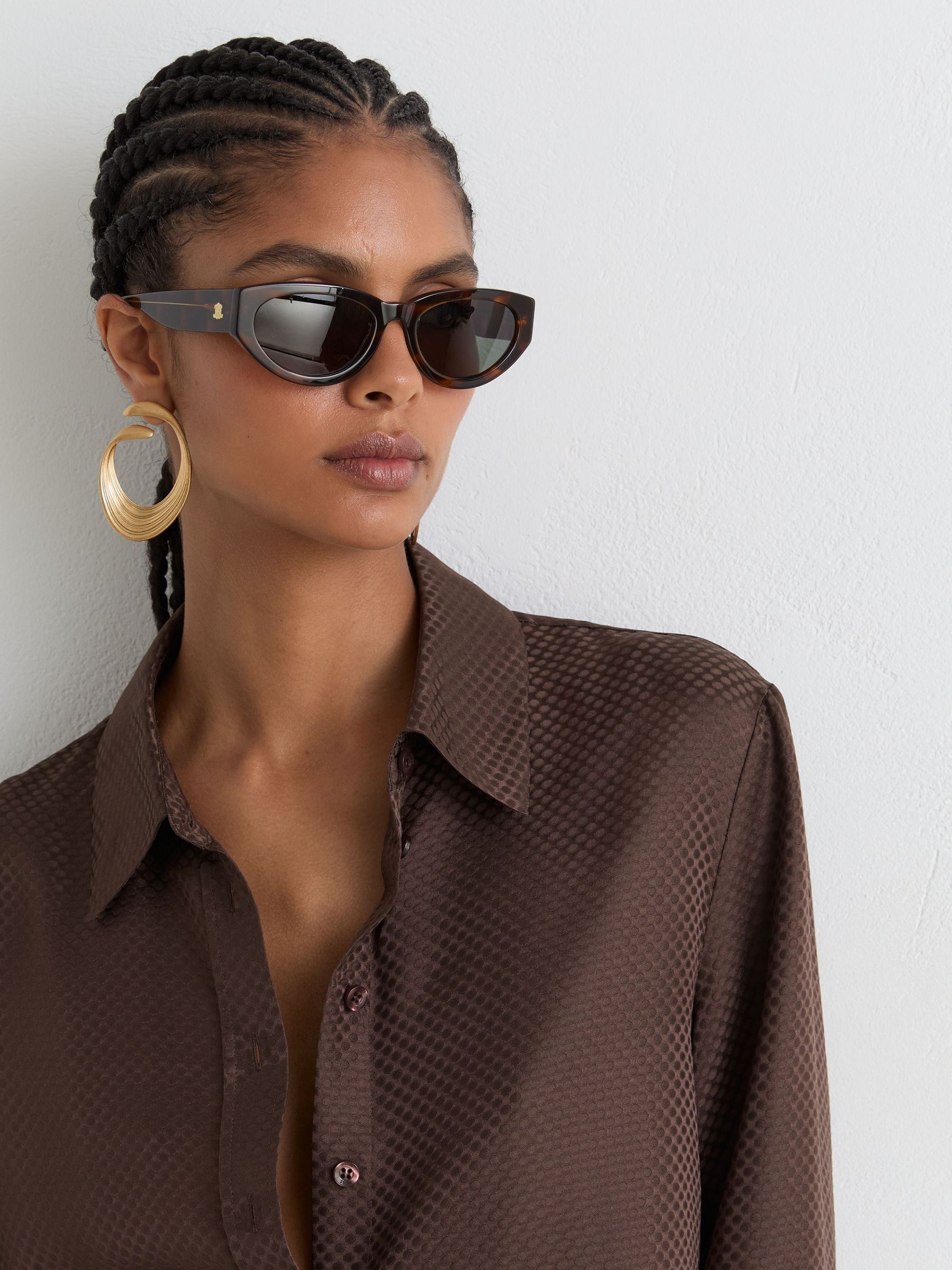 Silk Jacquard Long-Sleeve Shirt in Mocha Brown - Image 6 of 8
