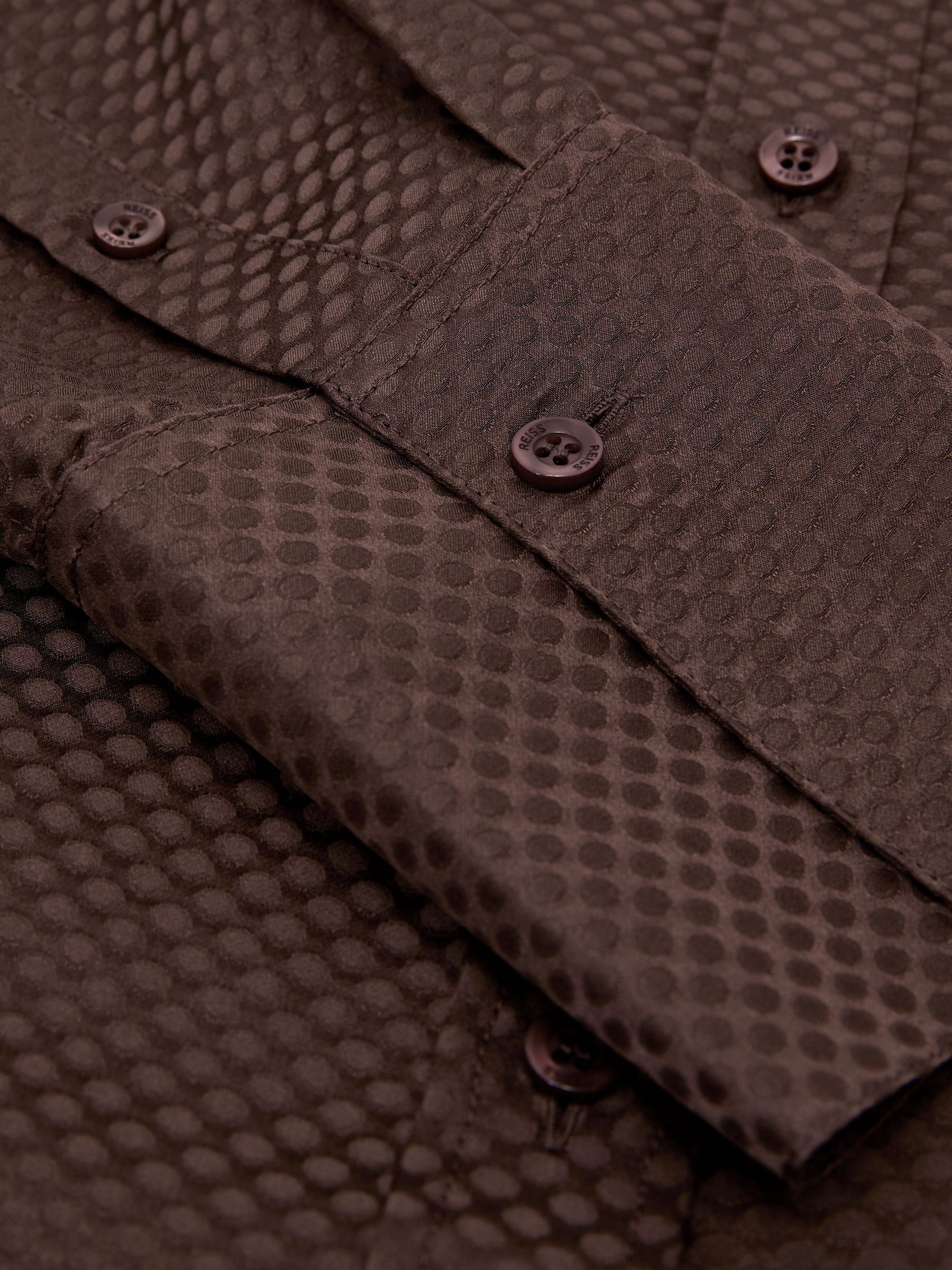 Silk Jacquard Long-Sleeve Shirt in Mocha Brown - Image 8 of 8