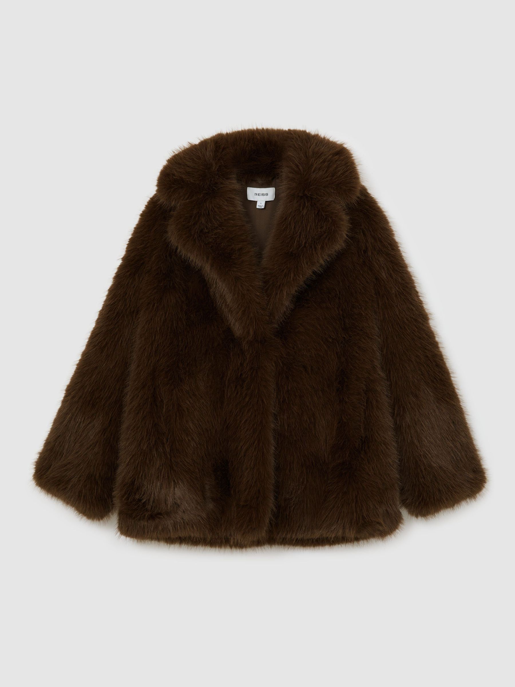 Faux-Fur Coat in Brown - Image 2 of 7 Faux-Fur Coat in Brown - Image 2 of 7