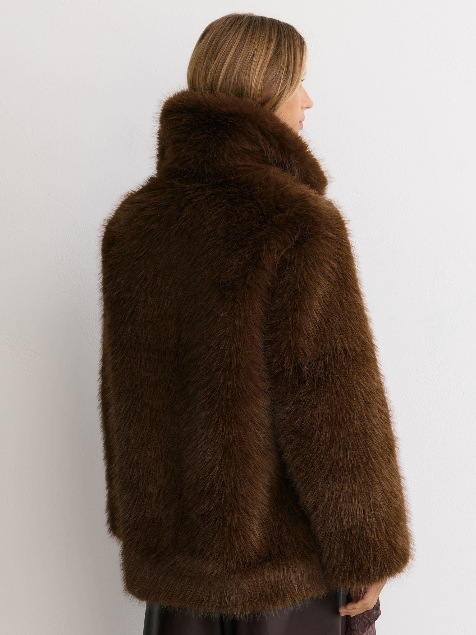 Petite Faux-Fur Coat in Brown - Image 7 of 9