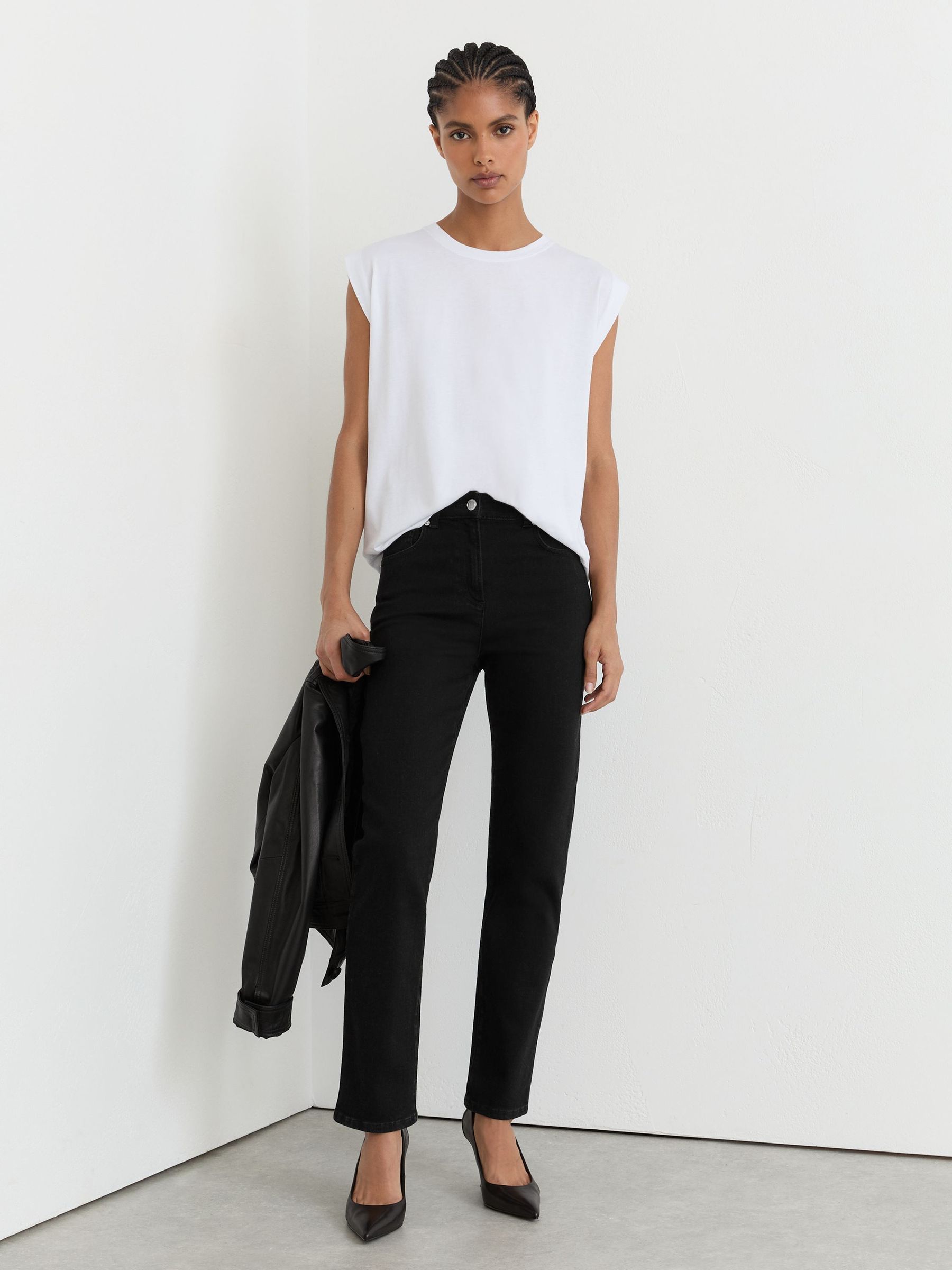 Slim-Leg Mid-Rise Jeans in Black - Image 1 of 7