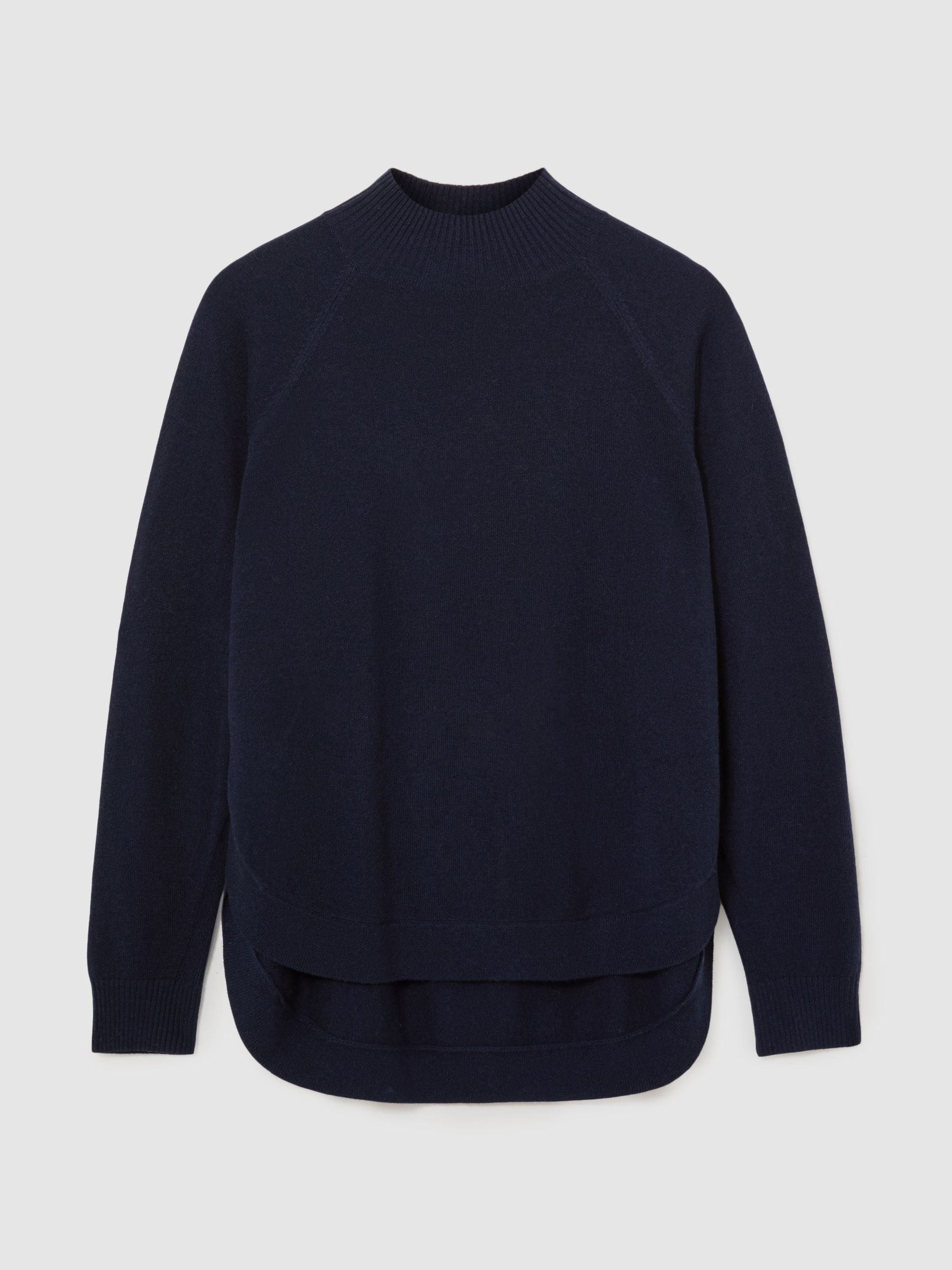 Wool-Blend Funnel-Neck Jumper with Cashmere in Navy - Image 2 of 8