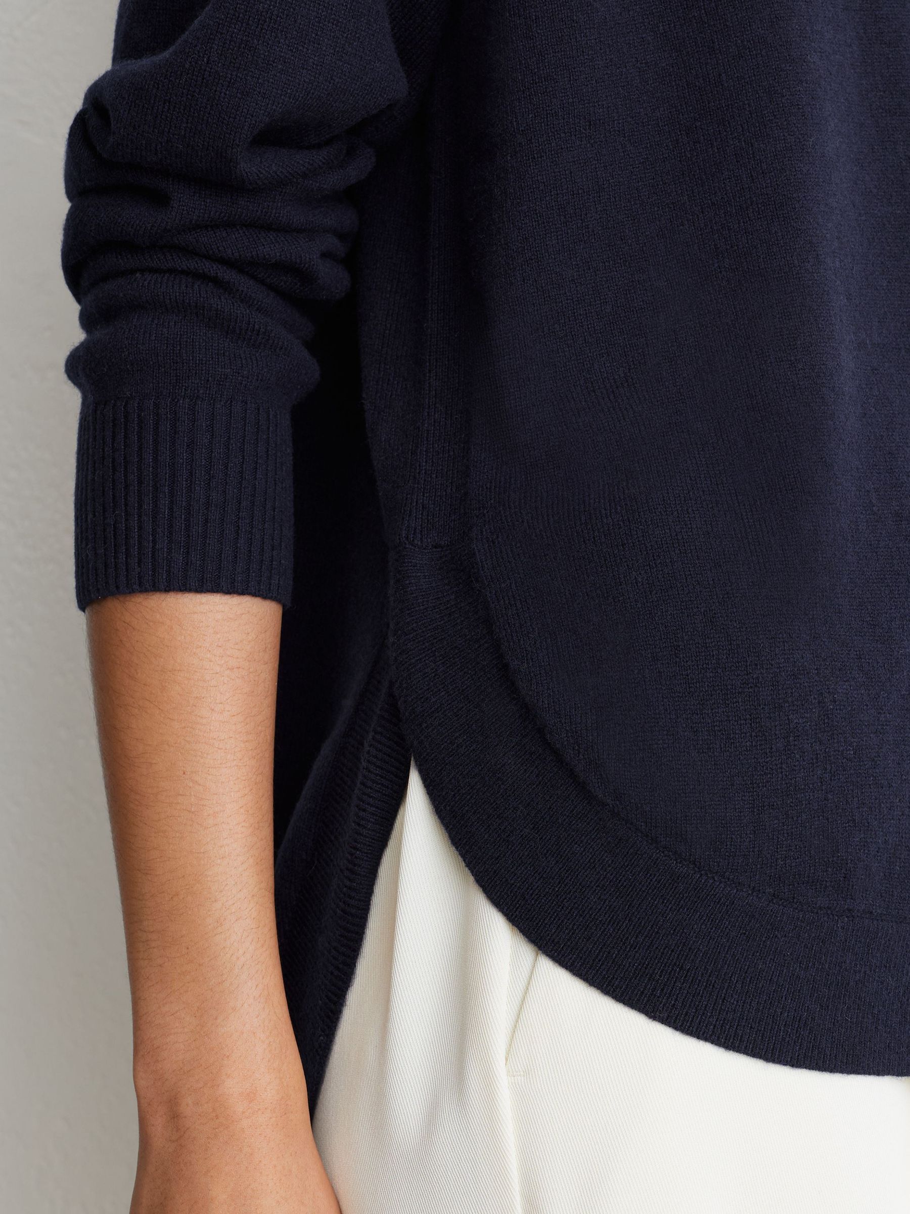 Wool-Blend Funnel-Neck Jumper with Cashmere in Navy - Image 4 of 8