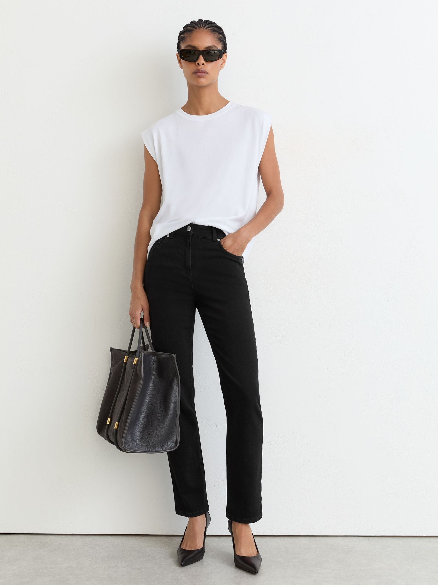 Slim-Leg Mid-Rise Jeans in Black - Image 1 of 6