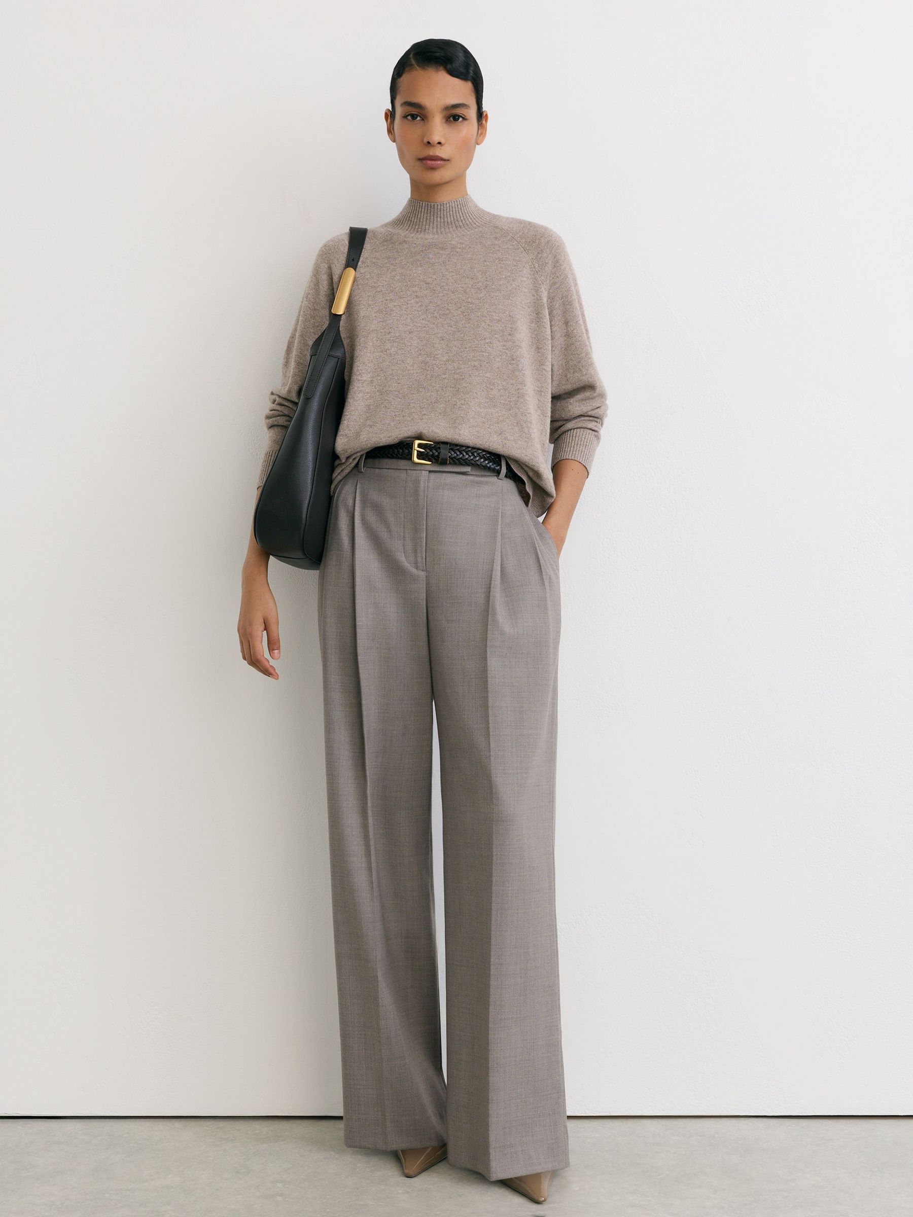 Wool-Blend Funnel-Neck Jumper with Cashmere in Neutral - Image 4 of 5