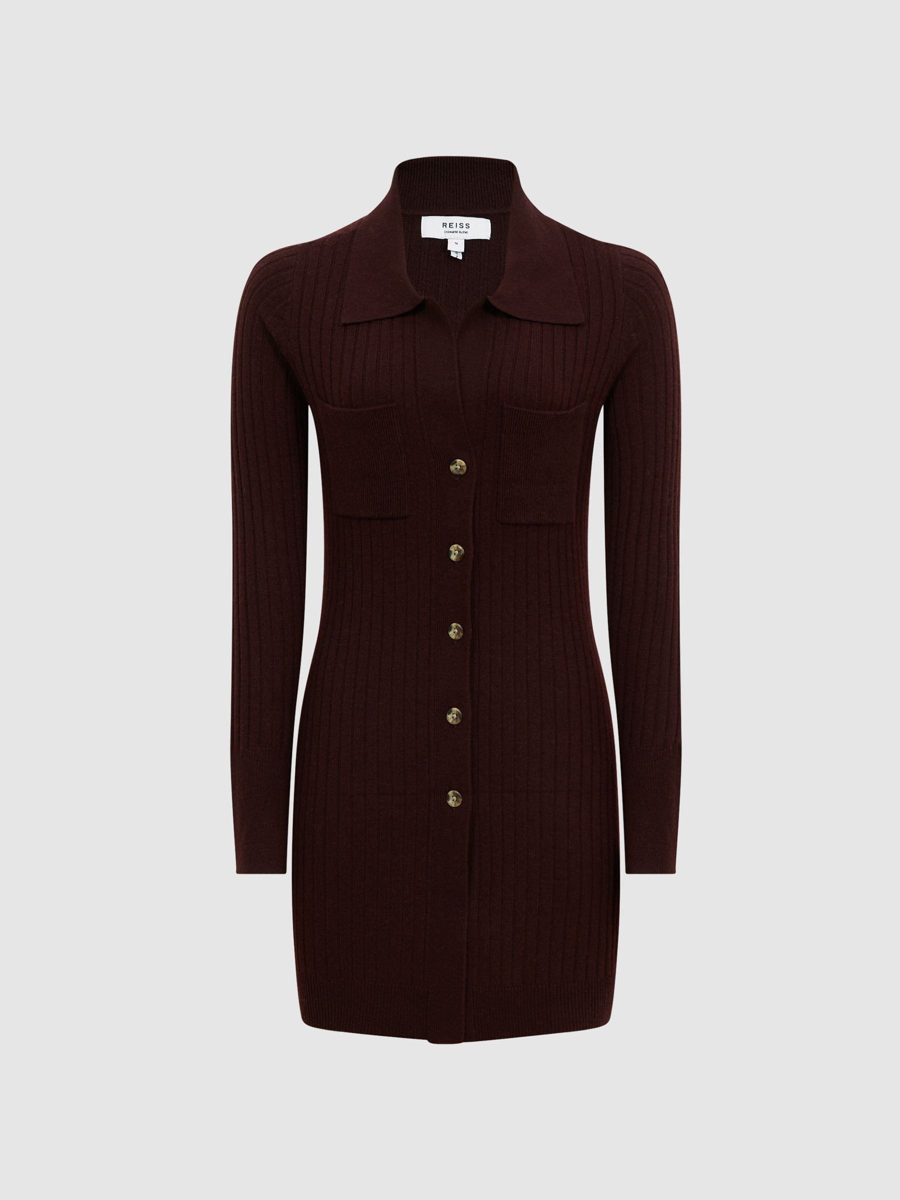 Cashmere Blend Cardigan in Burgundy - Image 2 of 6