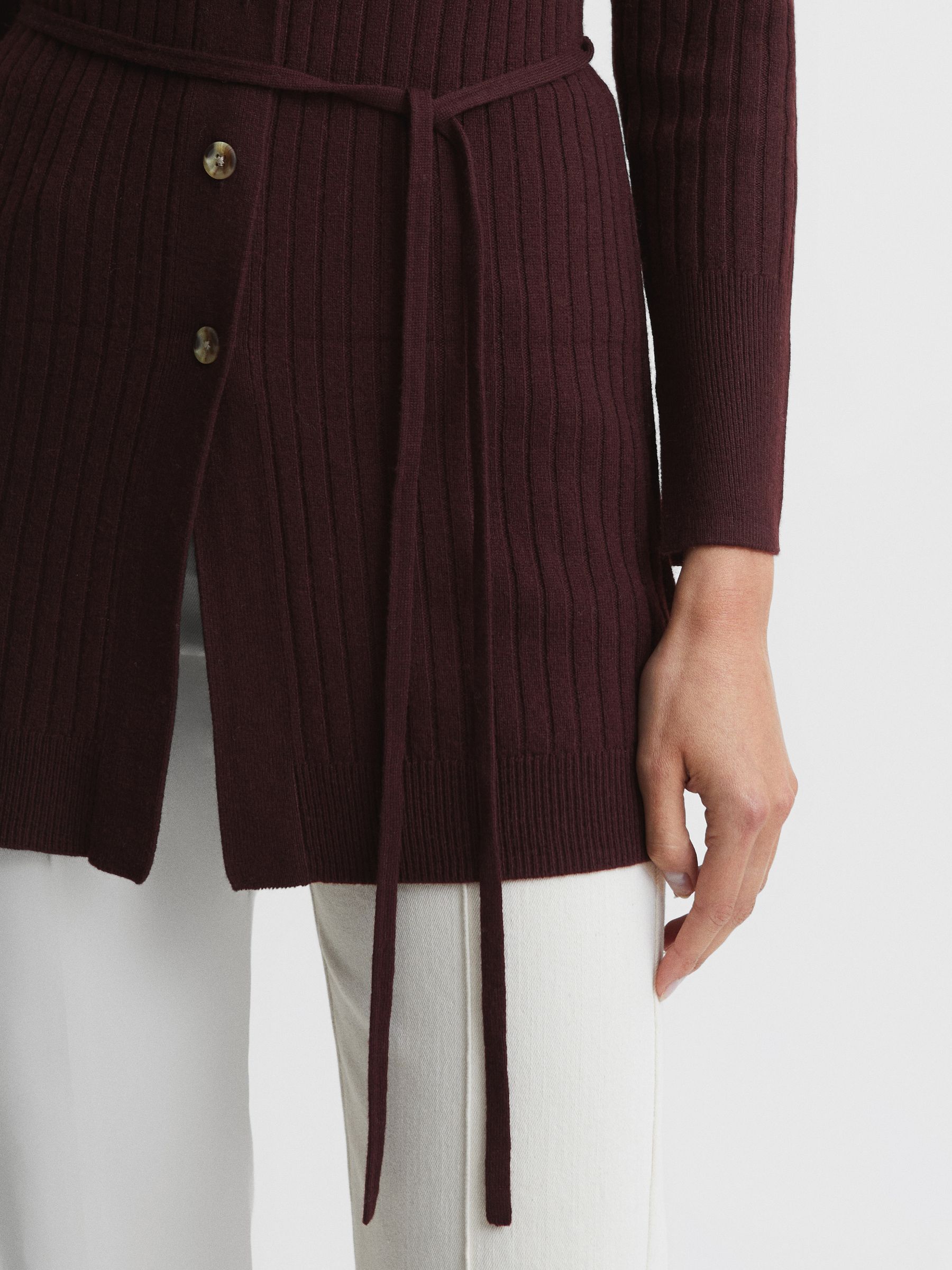Cashmere Blend Cardigan in Burgundy - Image 4 of 6