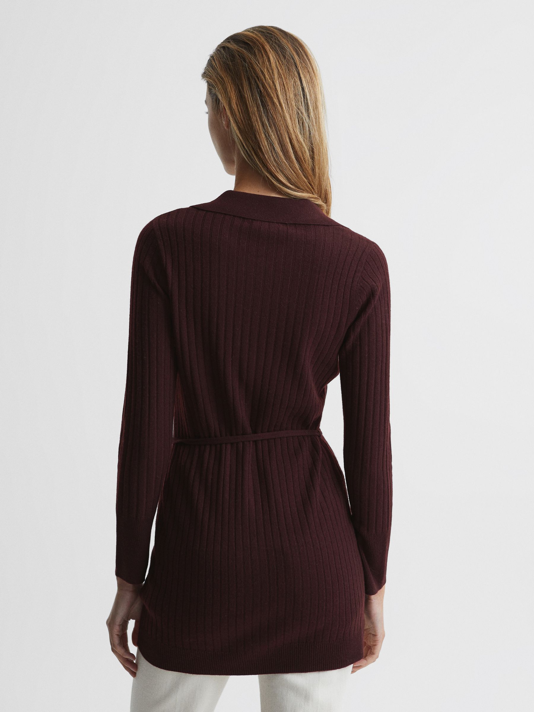 Cashmere Blend Cardigan in Burgundy - Image 5 of 6