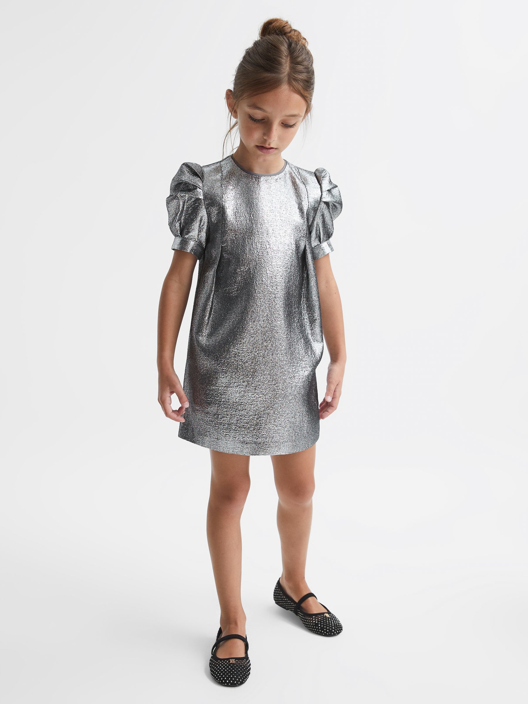 Crystal Detail Mesh Ballet Flats in Black - Image 1 of 6