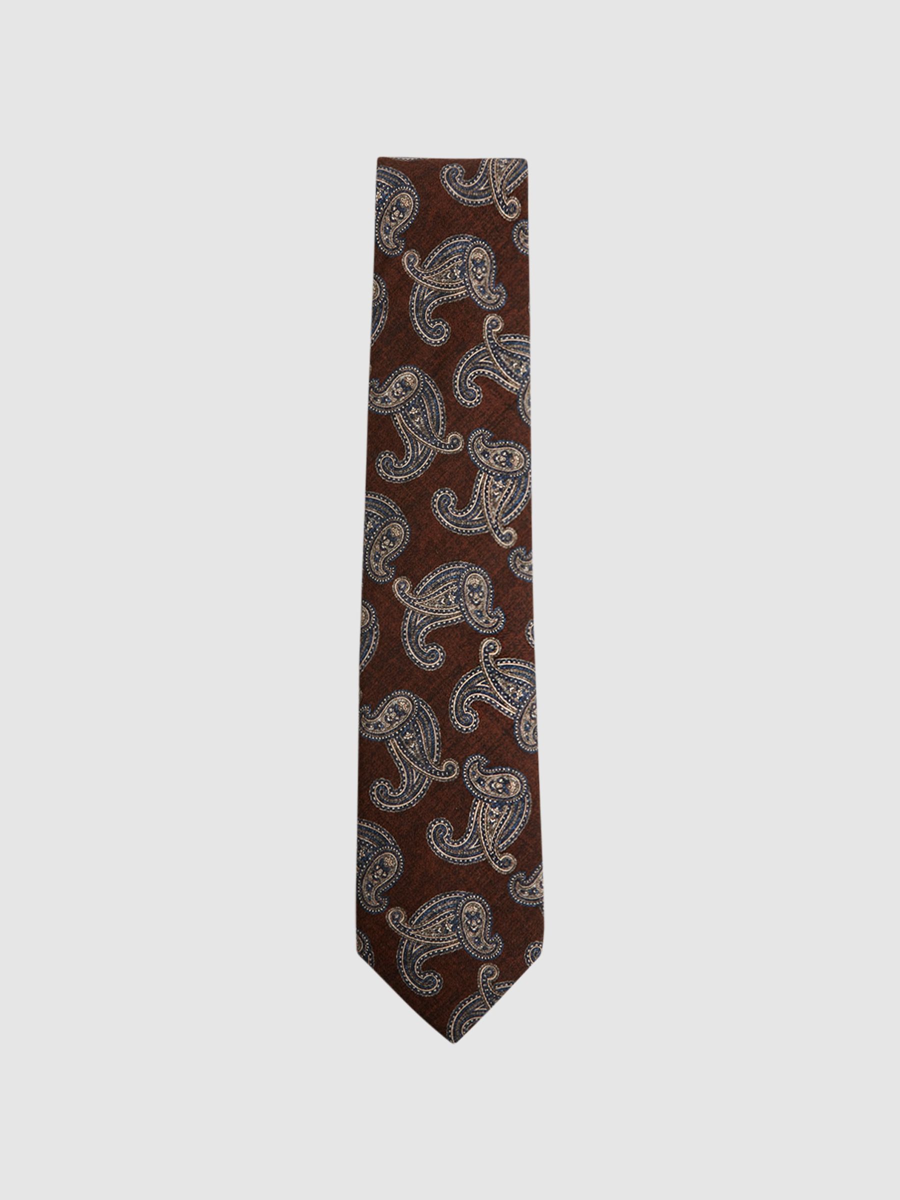 Paisley Print Tie in Brown - Image 1 of 5 Paisley Print Tie in Brown - Image 1 of 5