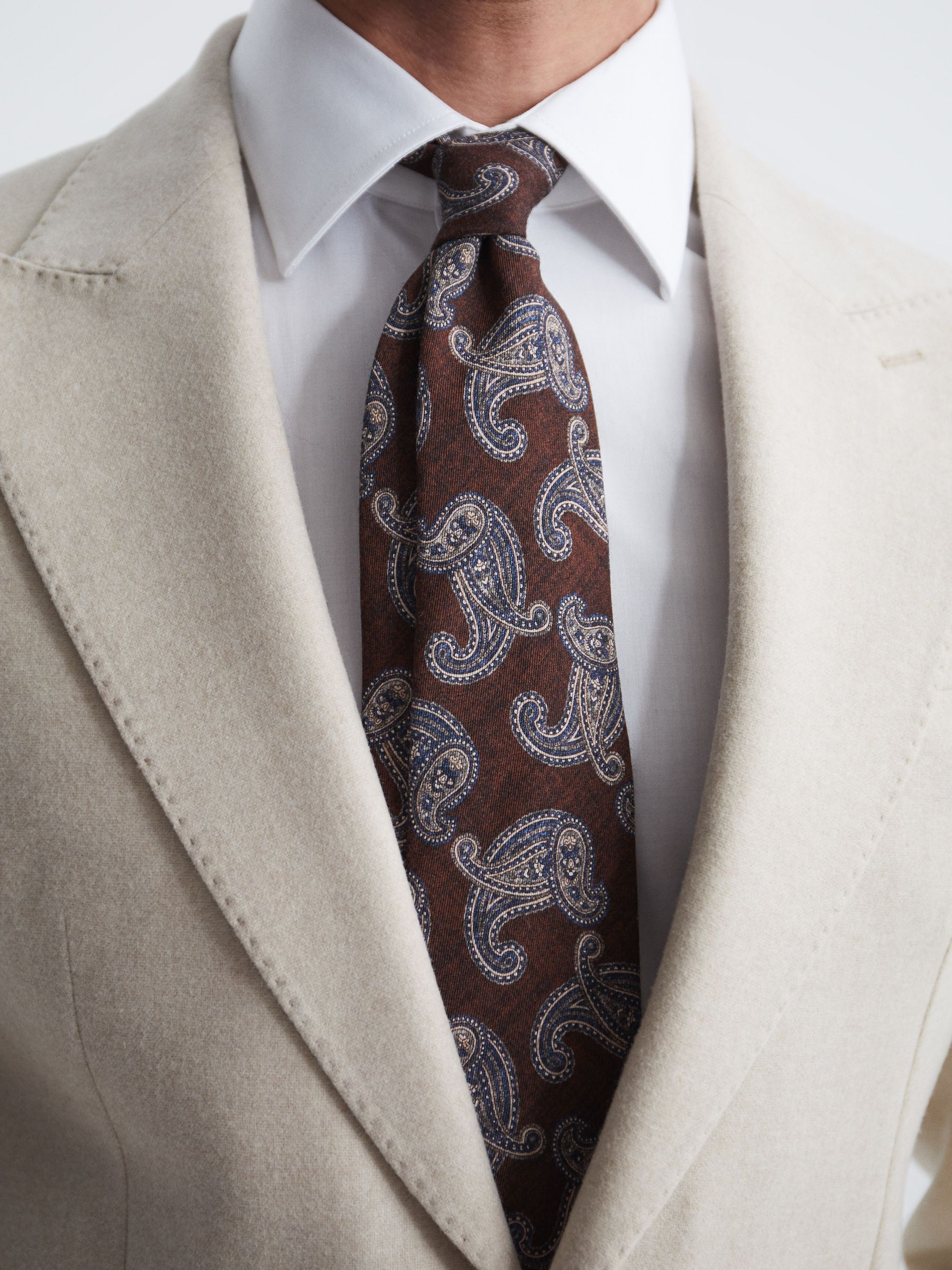 Paisley Print Tie in Brown - Image 3 of 5