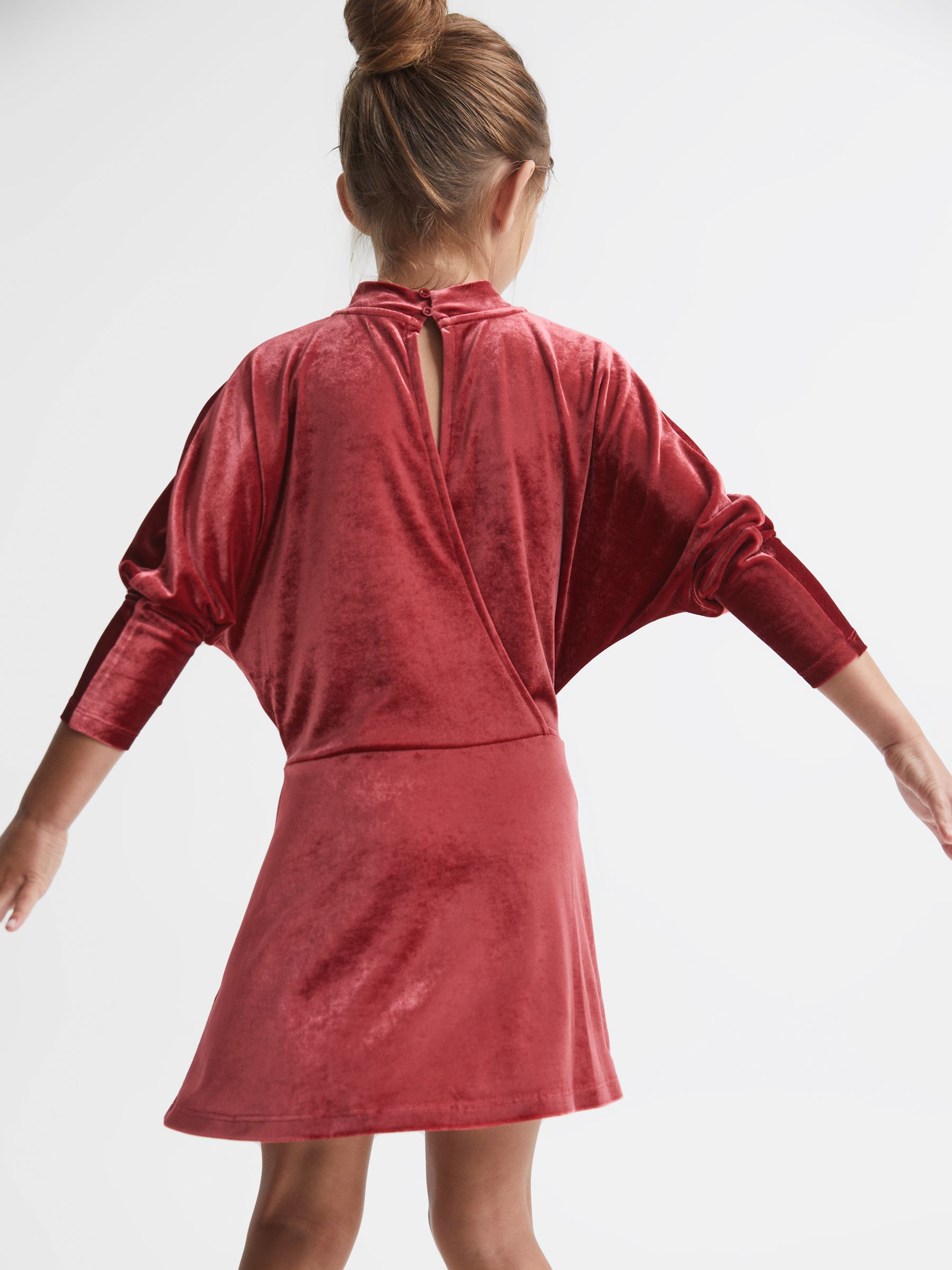 Senior Velvet Tie Side Dress in Pink - Image 5 of 7