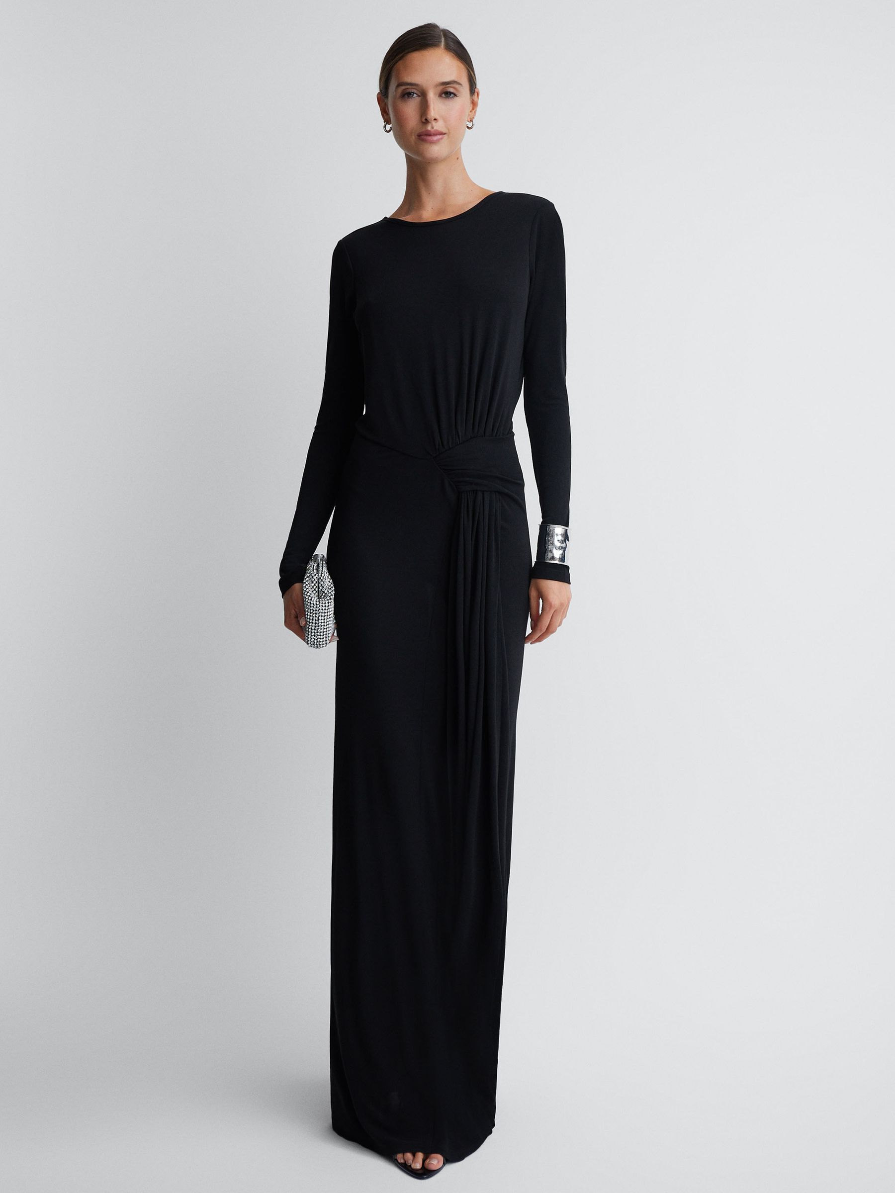Diamanté Bodycon Maxi Dress in Black - Image 4 of 4