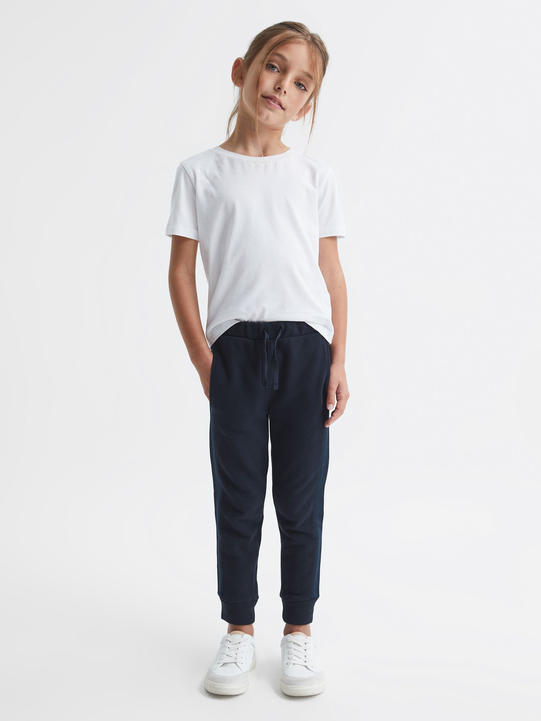 Junior Metallic Trim Joggers in Navy - Image 1 of 7