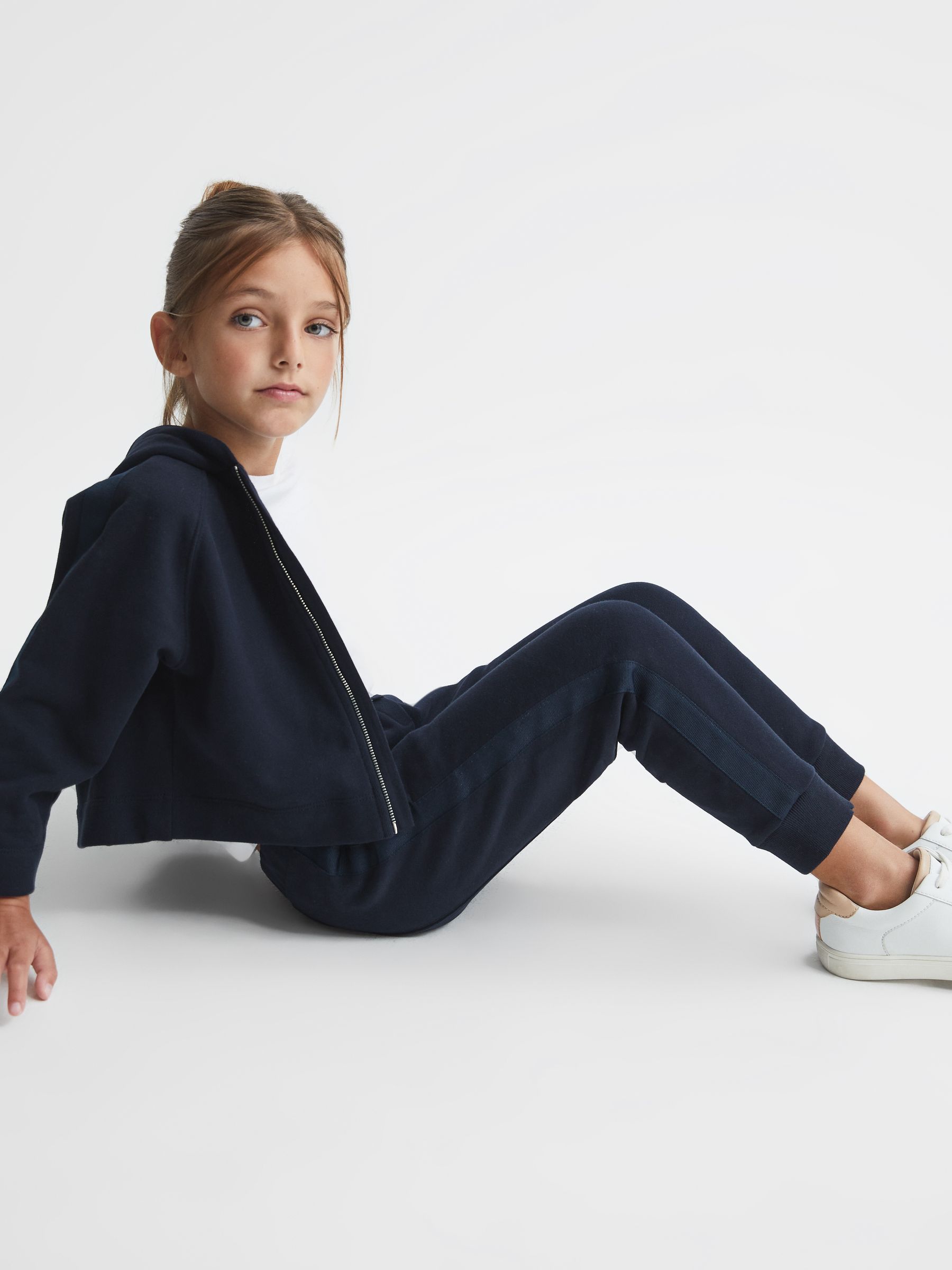 Junior Metallic Trim Joggers in Navy - Image 4 of 7