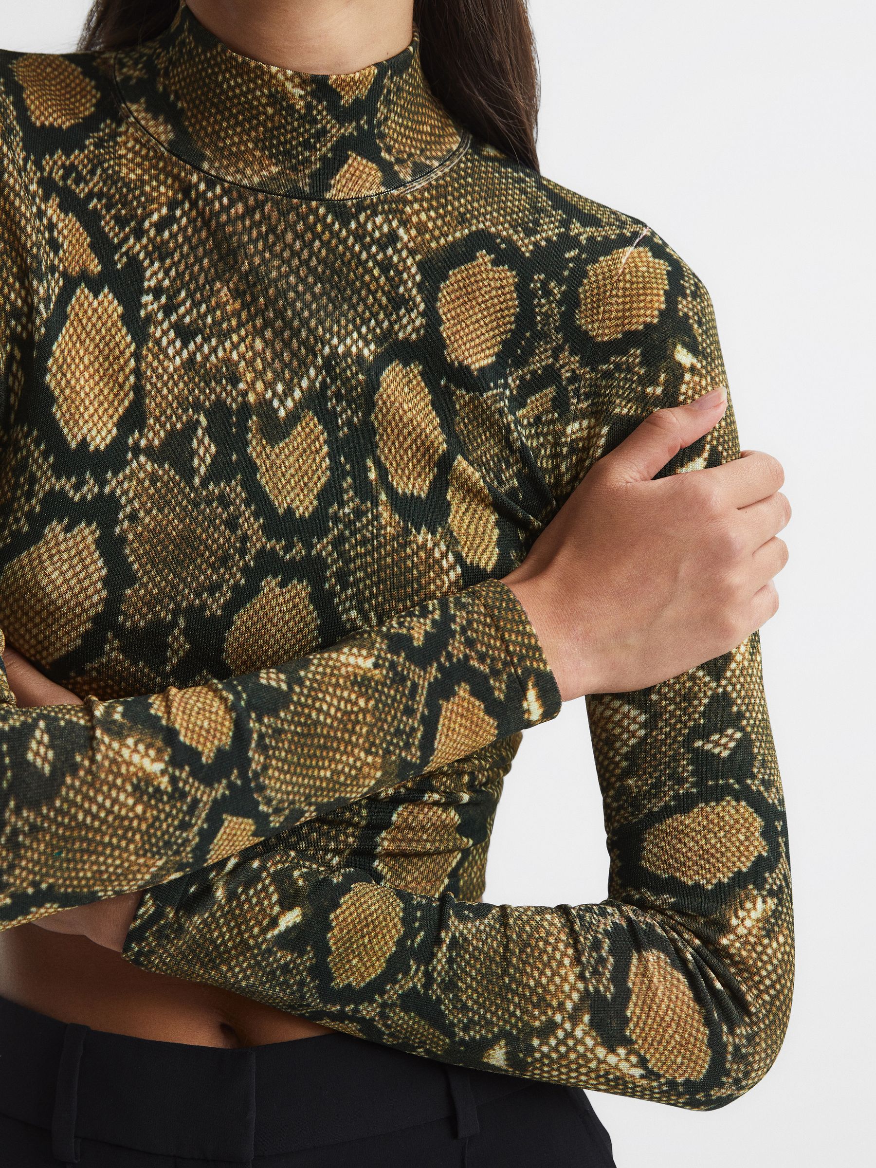 Snake Print Knitted Top in Multi - image 4