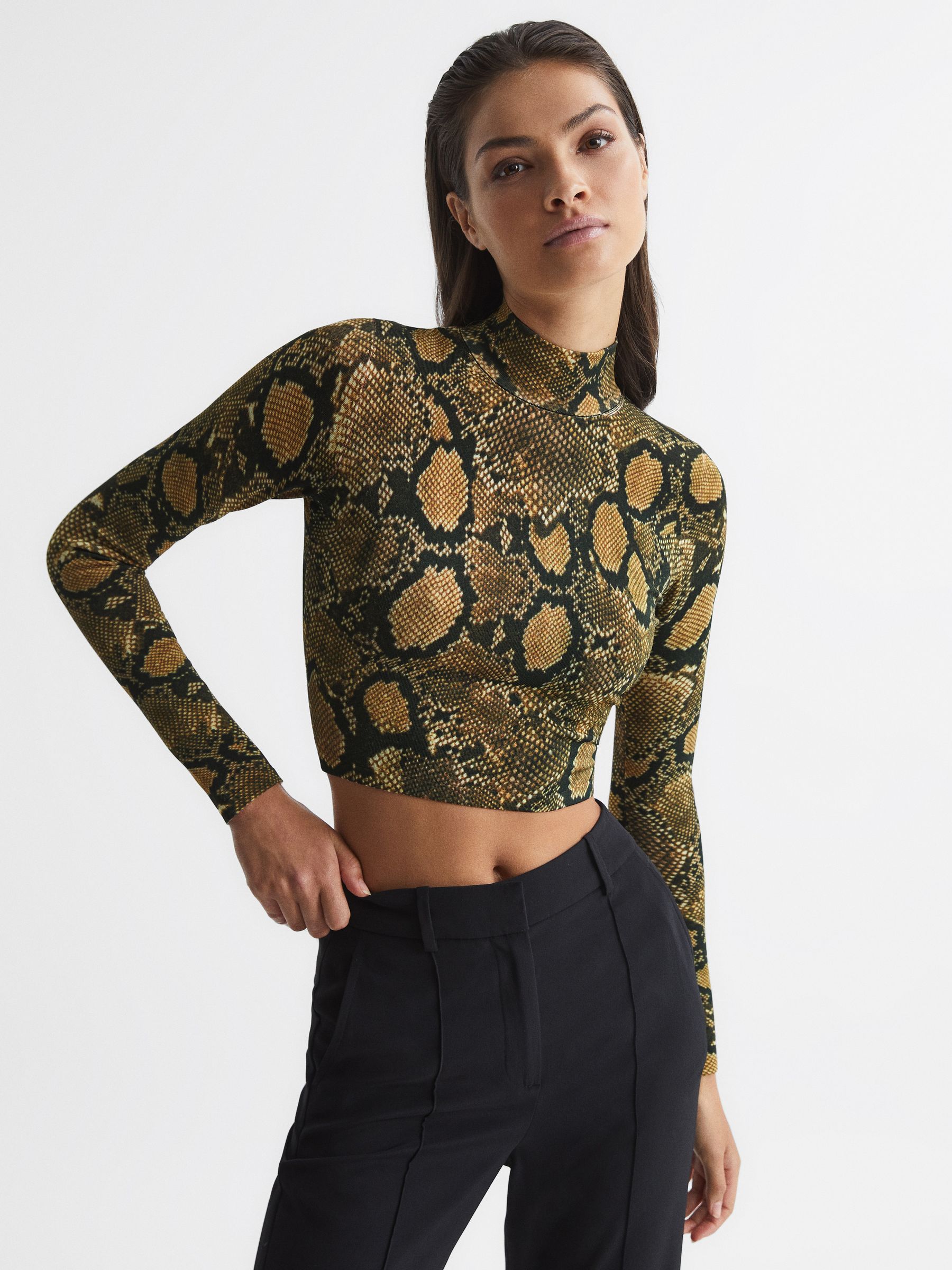 Snake Print Knitted Top in Multi - image 5
