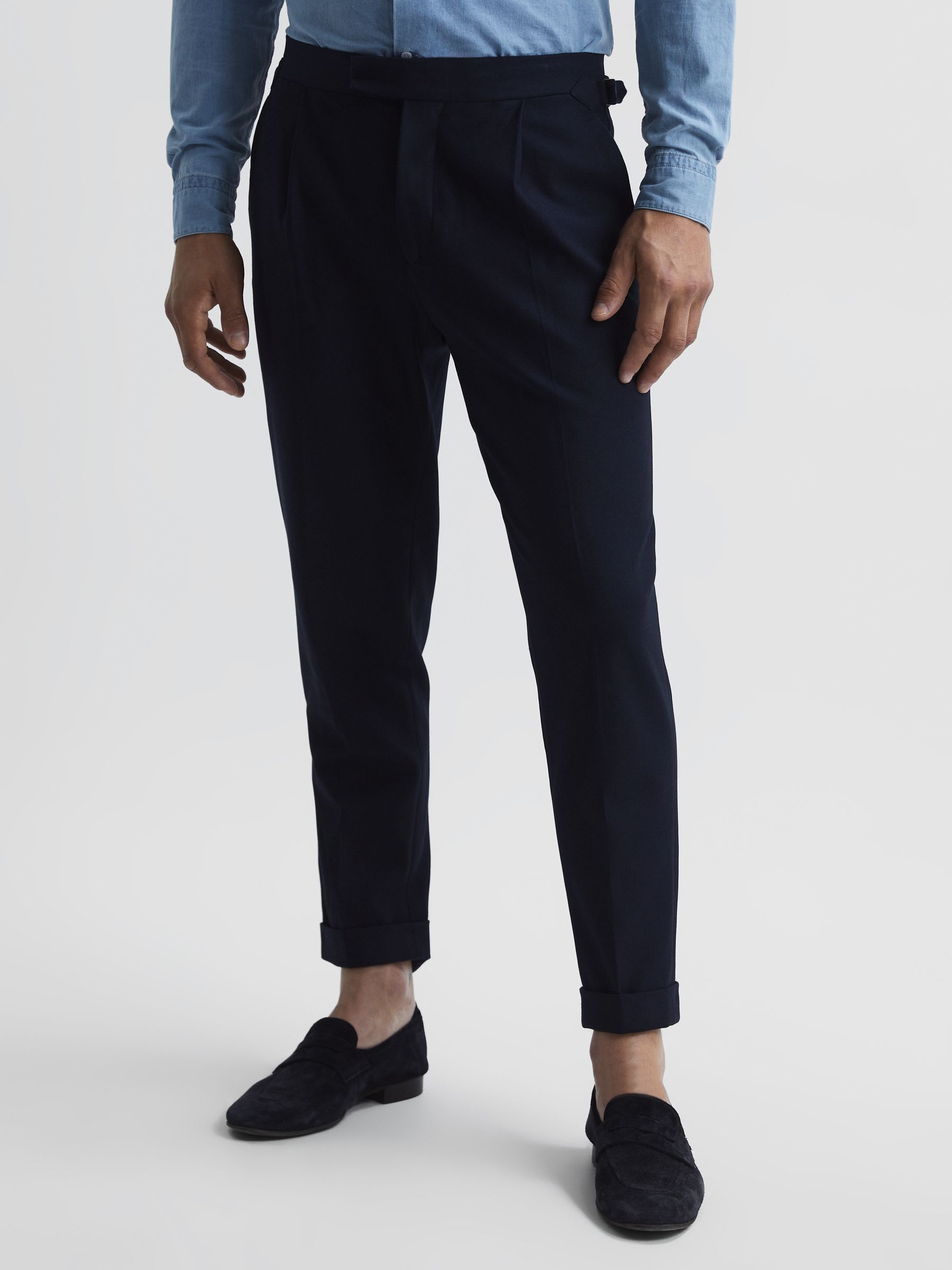 Relaxed Fit Twill Trousers in Navy - Image 1 of 5 Relaxed Fit Twill Trousers in Navy - Image 1 of 5