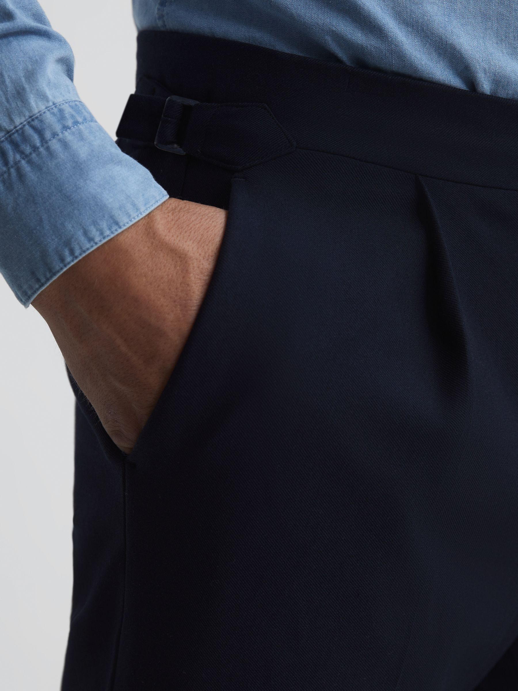 Relaxed Fit Twill Trousers in Navy - Image 4 of 5