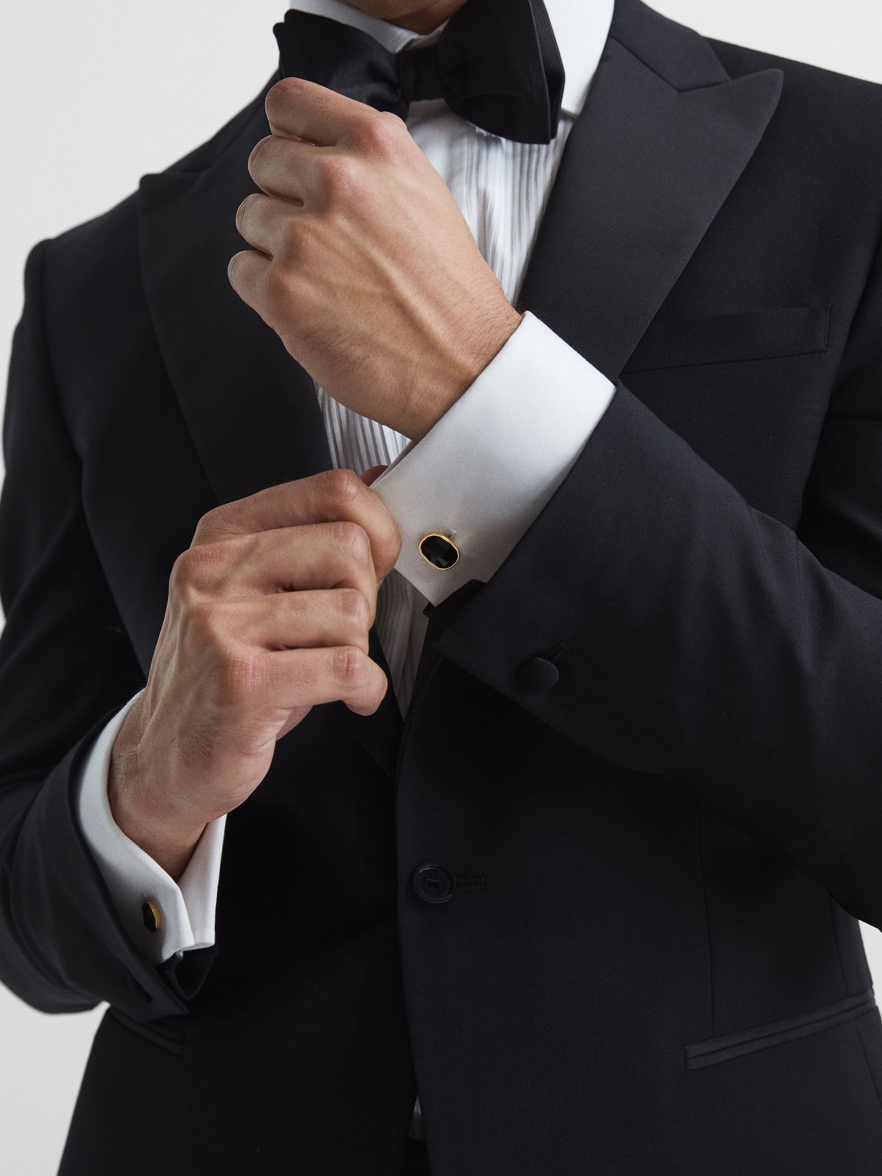 Stone Insert Cufflinks in Gold - Image 2 of 5