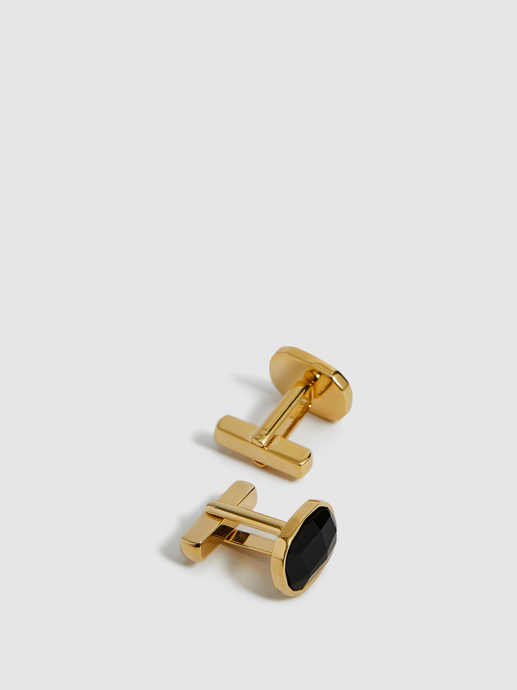 Stone Insert Cufflinks in Gold - Image 3 of 5