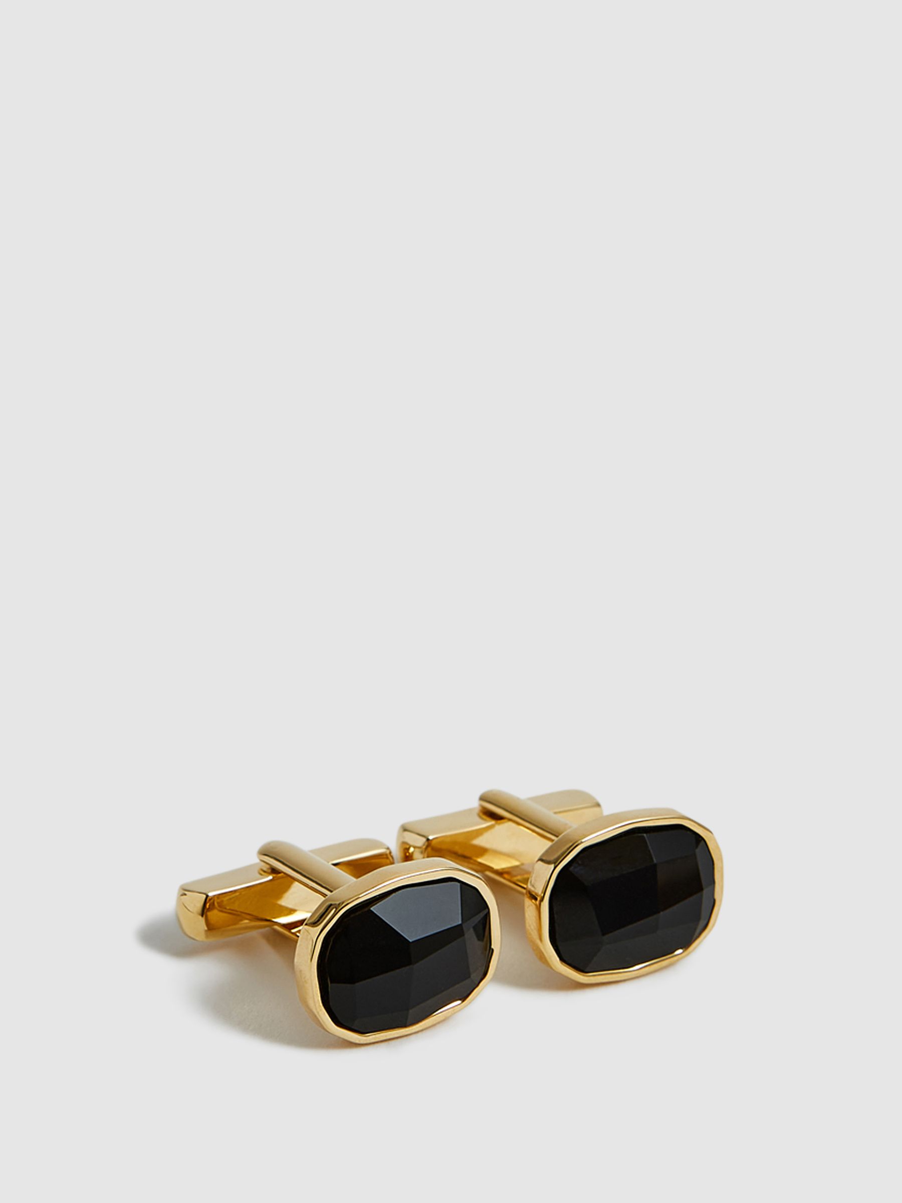 Stone Insert Cufflinks in Gold - Image 5 of 5