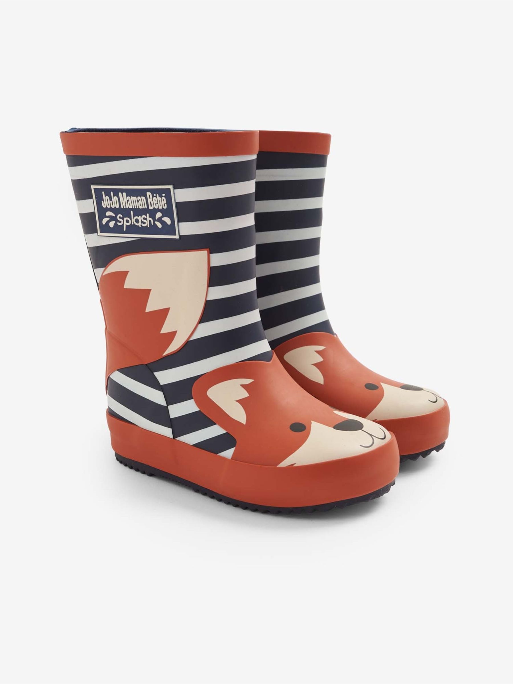 Fox Wellies in Navy Ecru Stripe JoJo Maman Bébé
