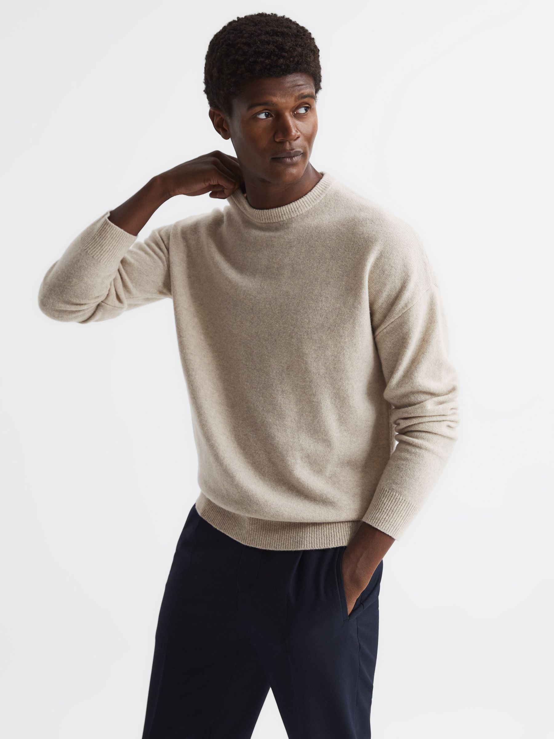 100% Merino Wool Crew Neck Jumper in Barley - Image 1 of 6 100% Merino Wool Crew Neck Jumper in Barley - Image 1 of 6