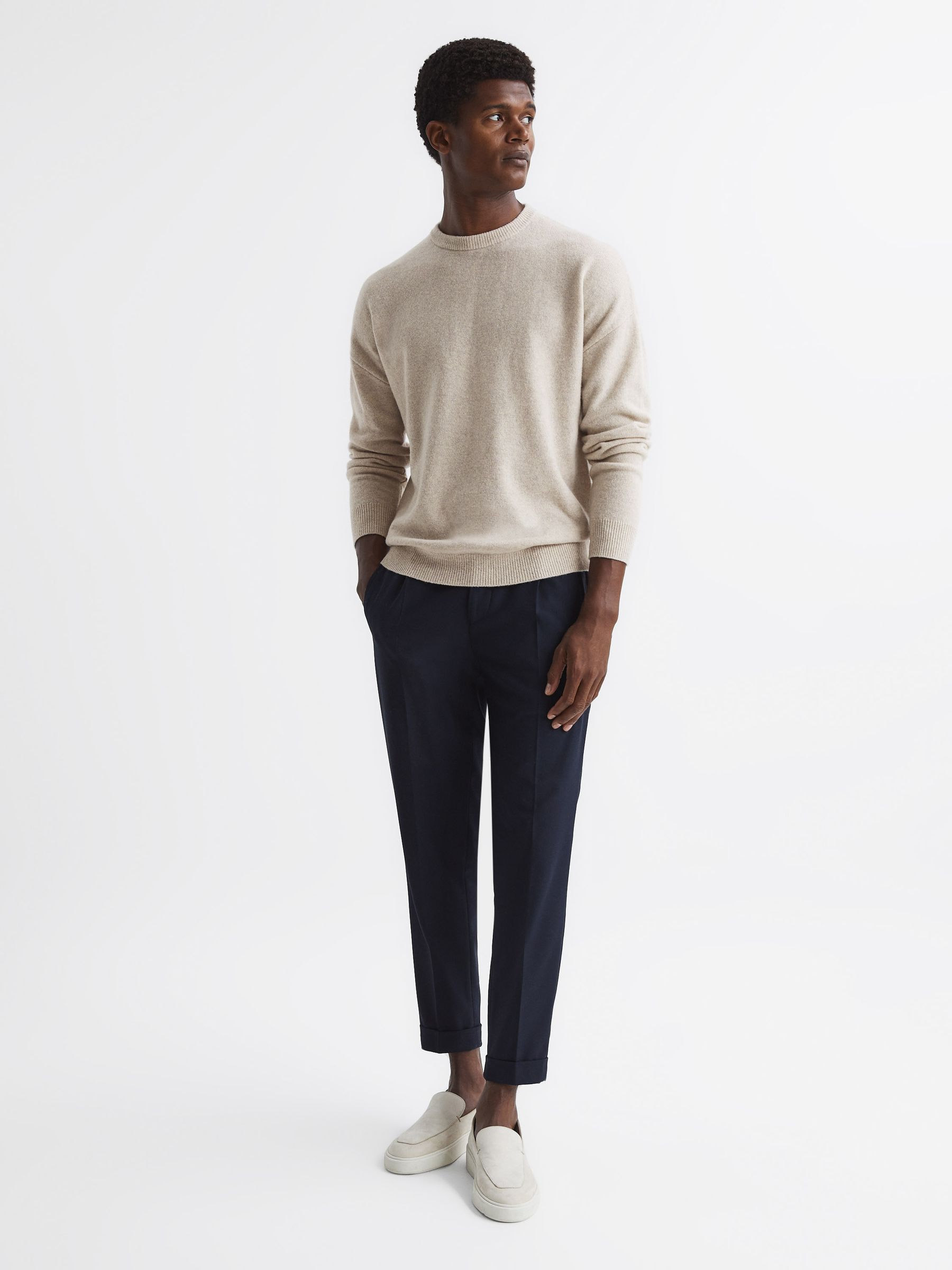 100% Merino Wool Crew Neck Jumper in Barley - Image 3 of 6
