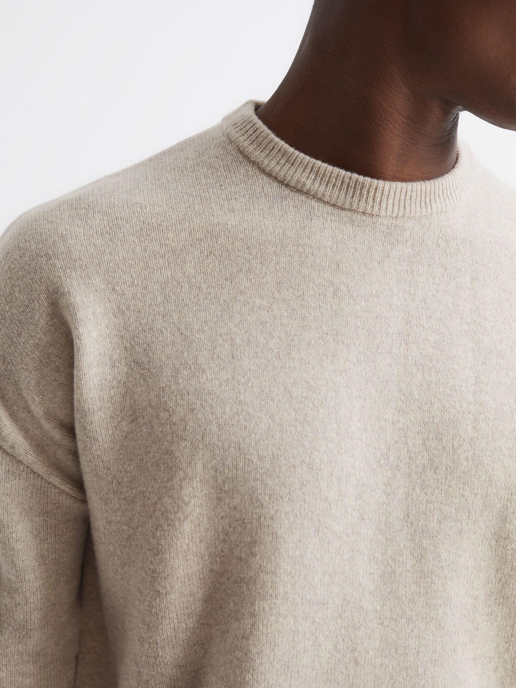 100% Merino Wool Crew Neck Jumper in Barley - Image 4 of 6