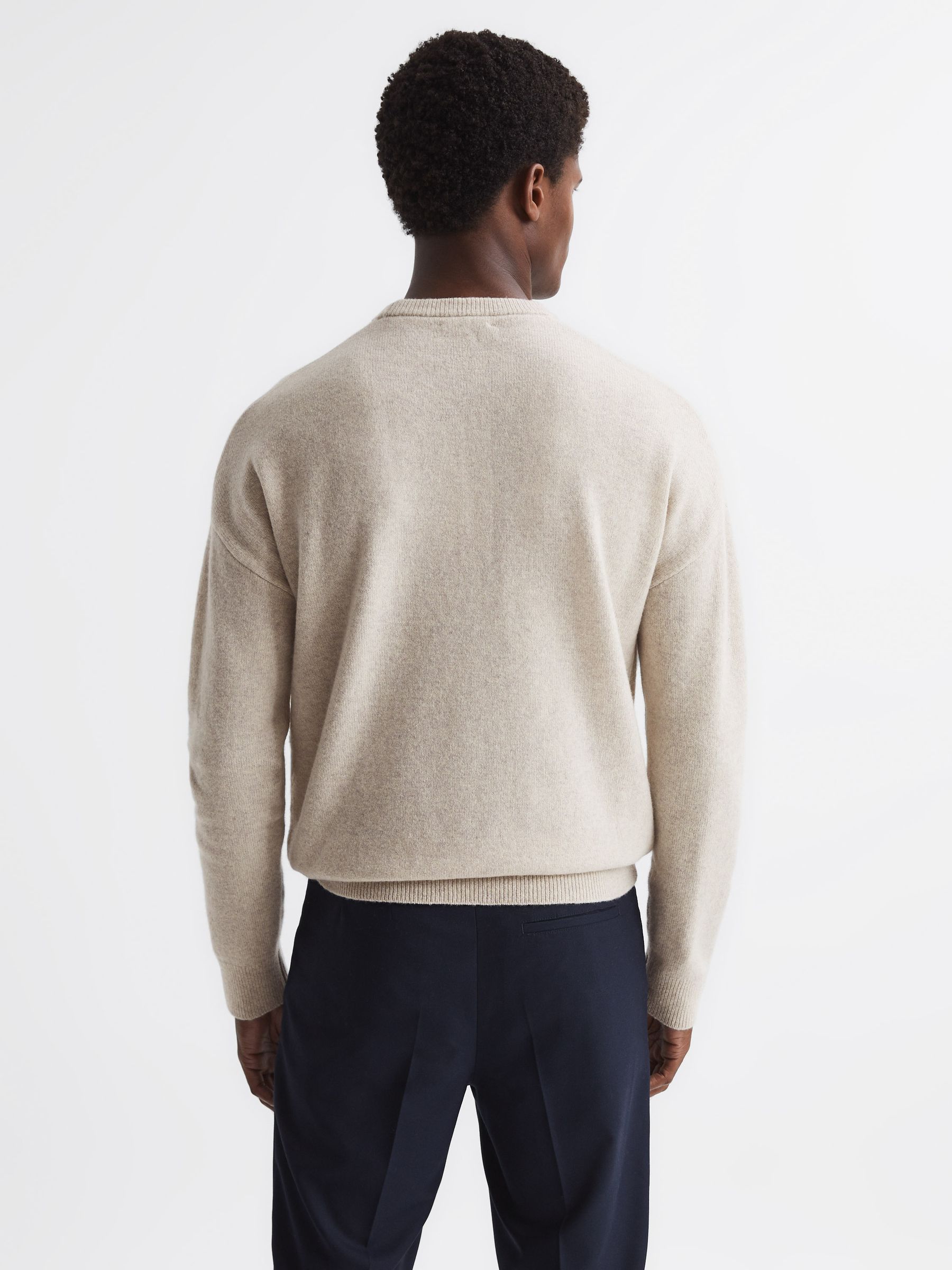 100% Merino Wool Crew Neck Jumper in Barley - Image 5 of 6