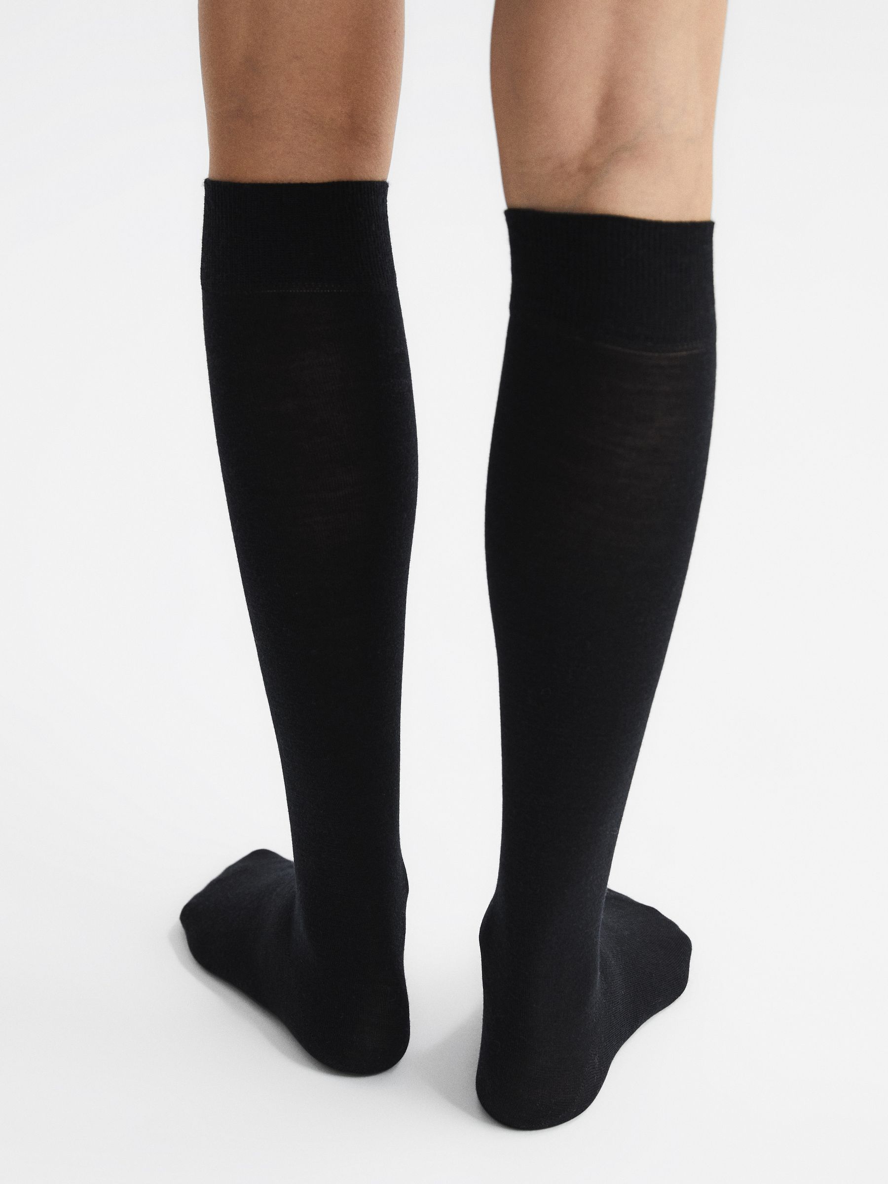 Fine Wool Knee High Socks in Black - Image 3 of 3
