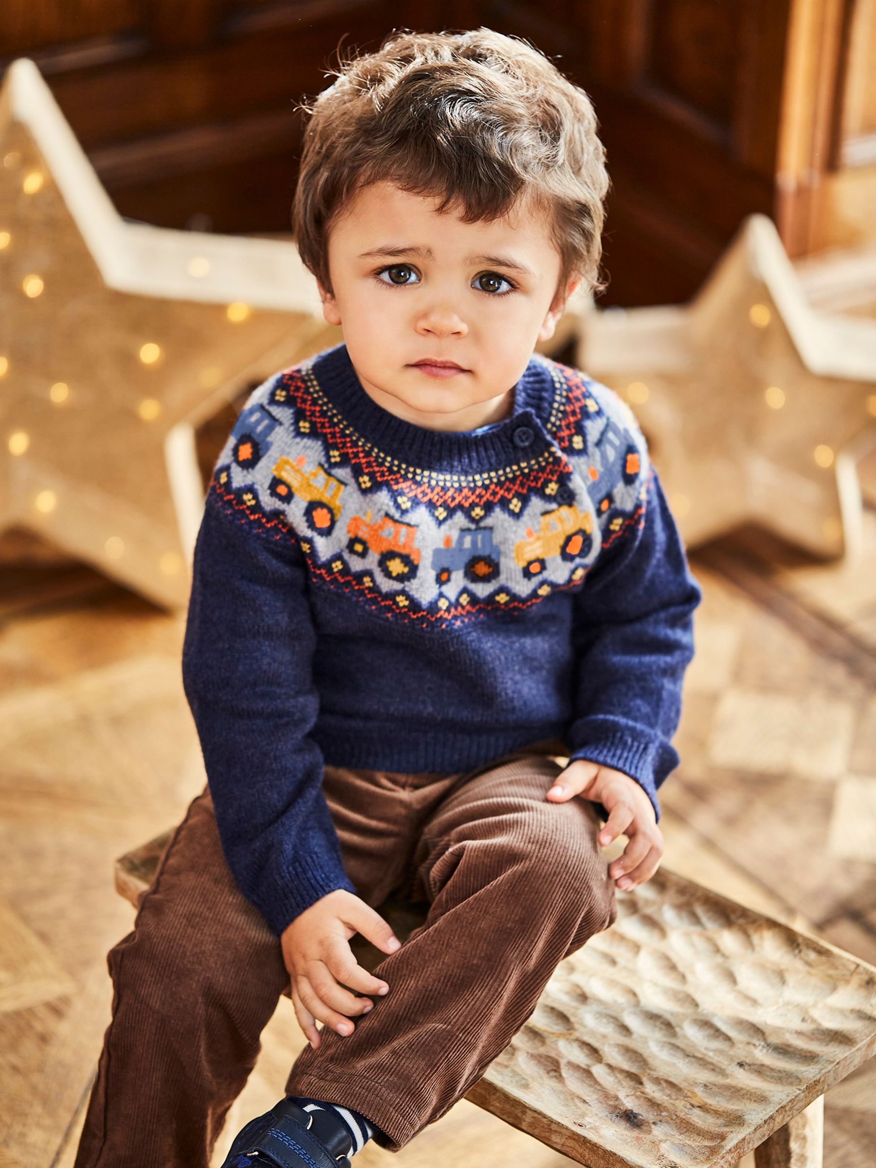 Navy Blue Tractor Fairisle Pattern Jumper - Image 1 of 3