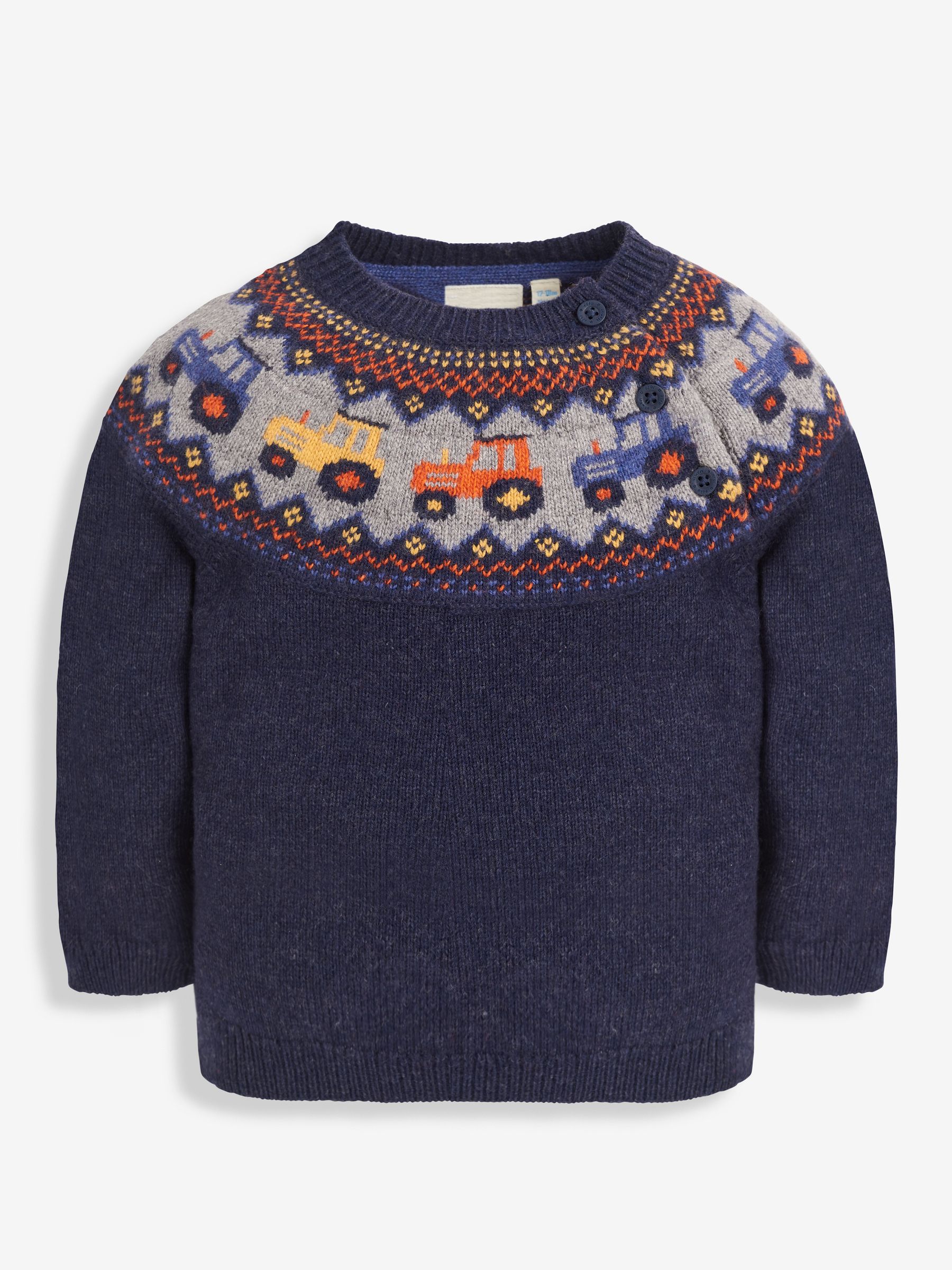 Navy Blue Tractor Fairisle Pattern Jumper - Image 2 of 3