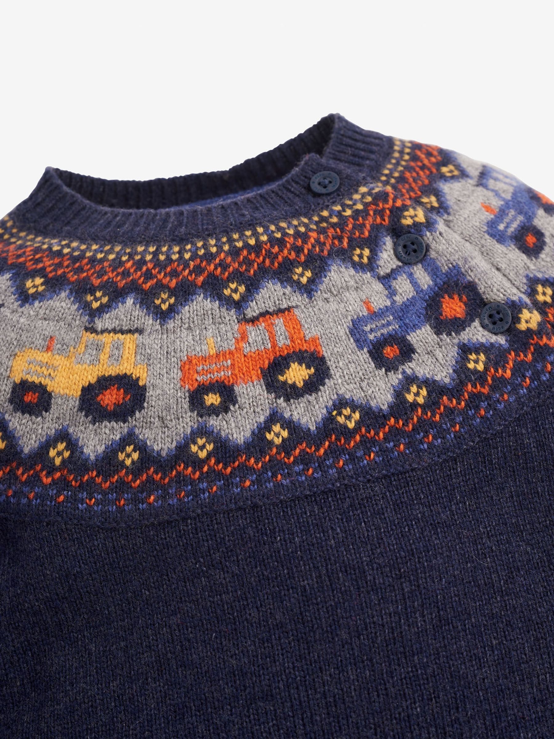 Navy Blue Tractor Fairisle Pattern Jumper - Image 3 of 3