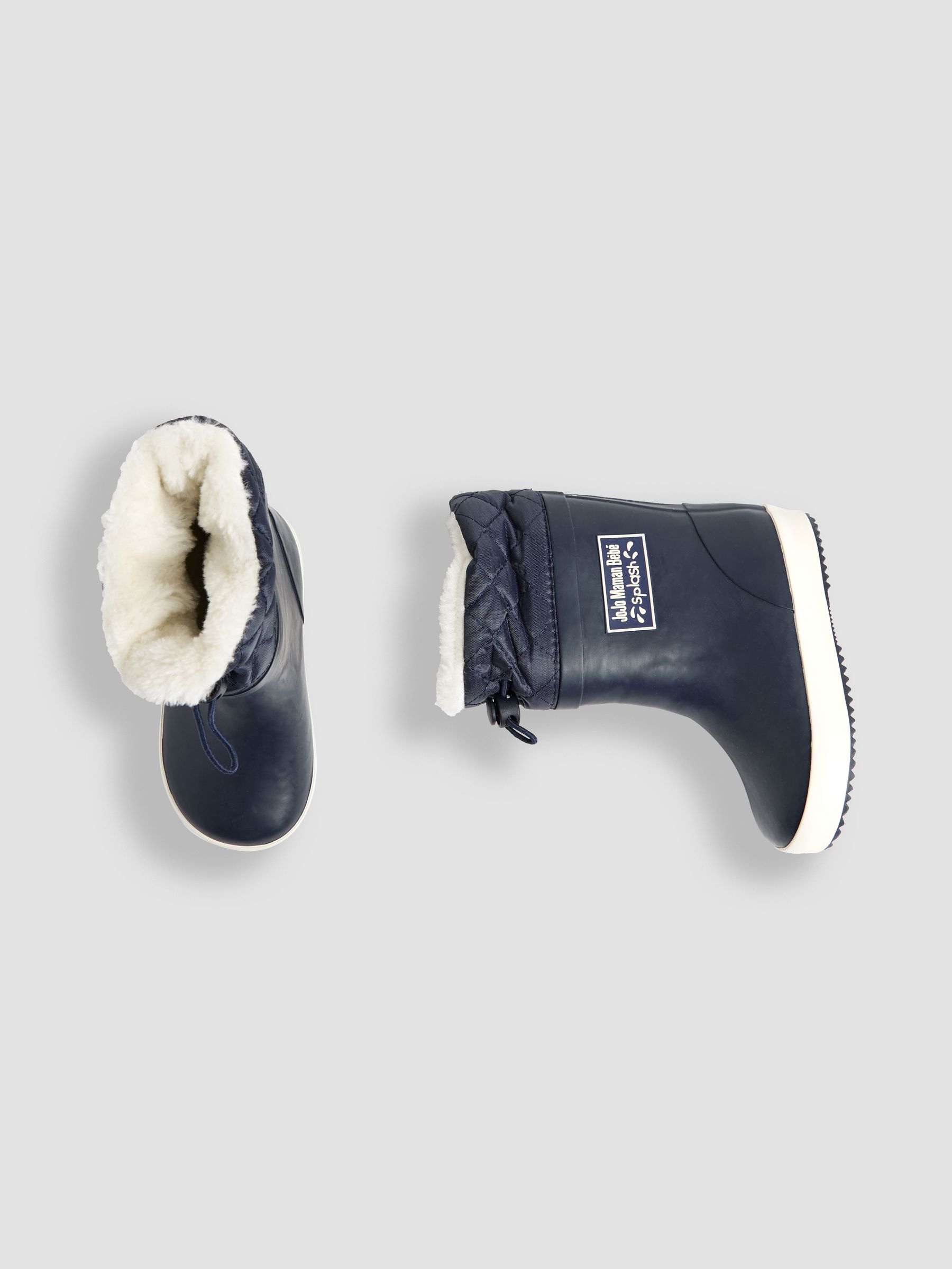 Navy Blue Cosy Lined Drawstring Top Wellies - Image 3 of 4